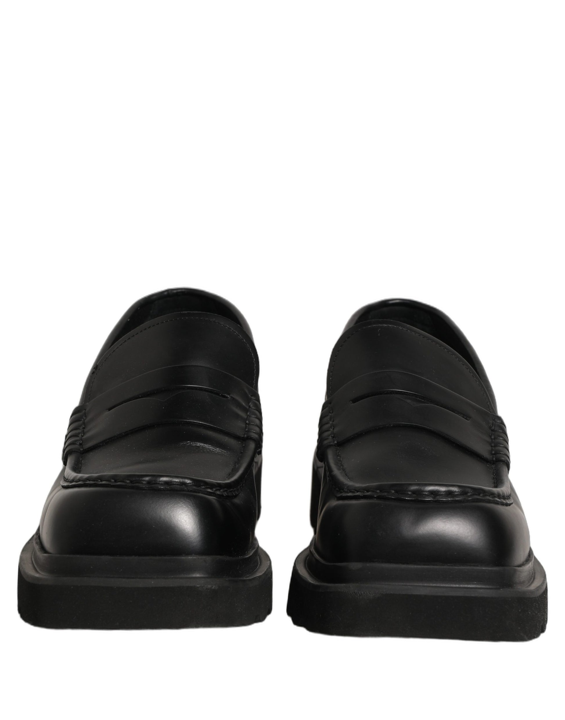 Black Calfskin Leather Men Dress Loafer Shoes