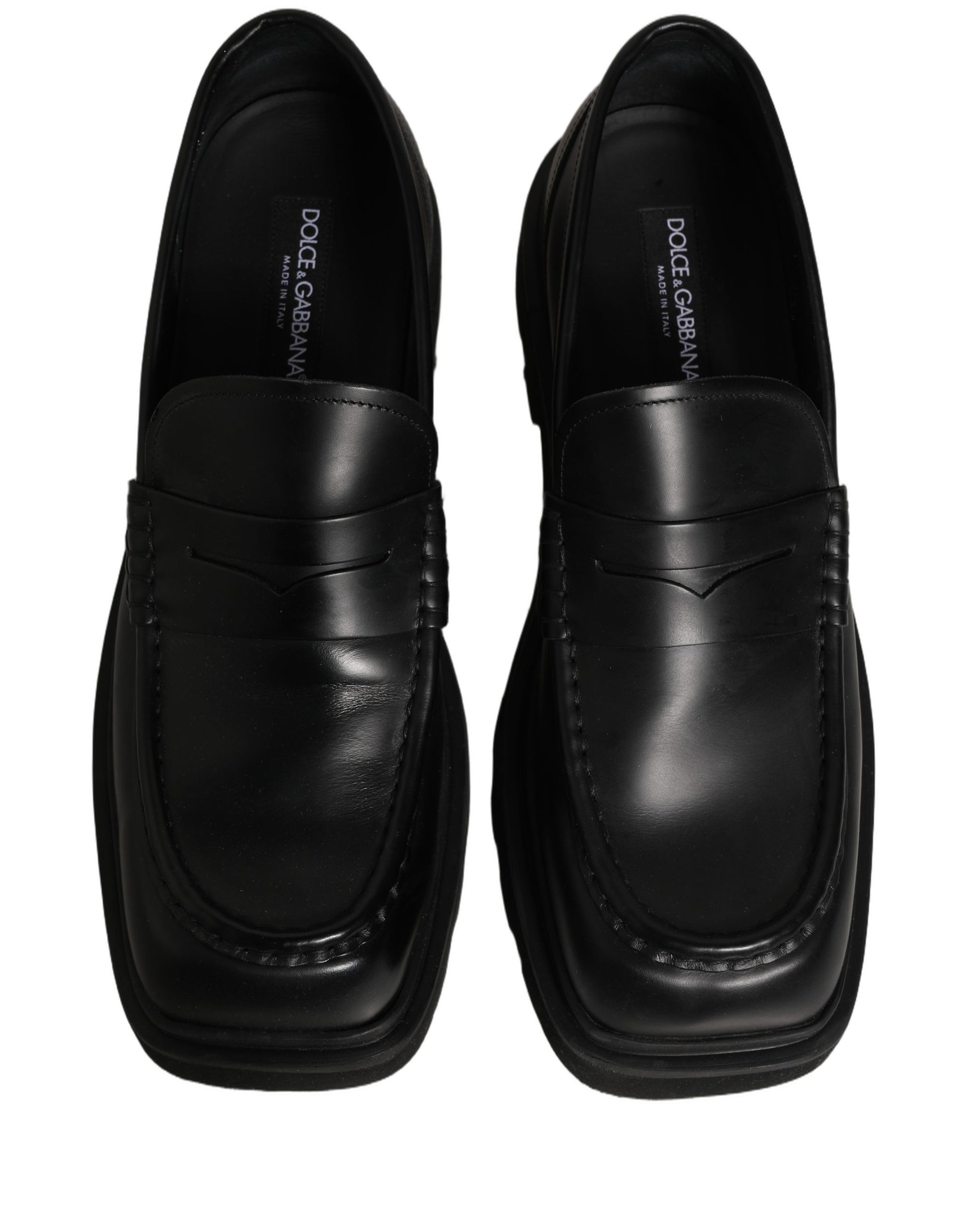 Black Calfskin Leather Men Dress Loafer Shoes