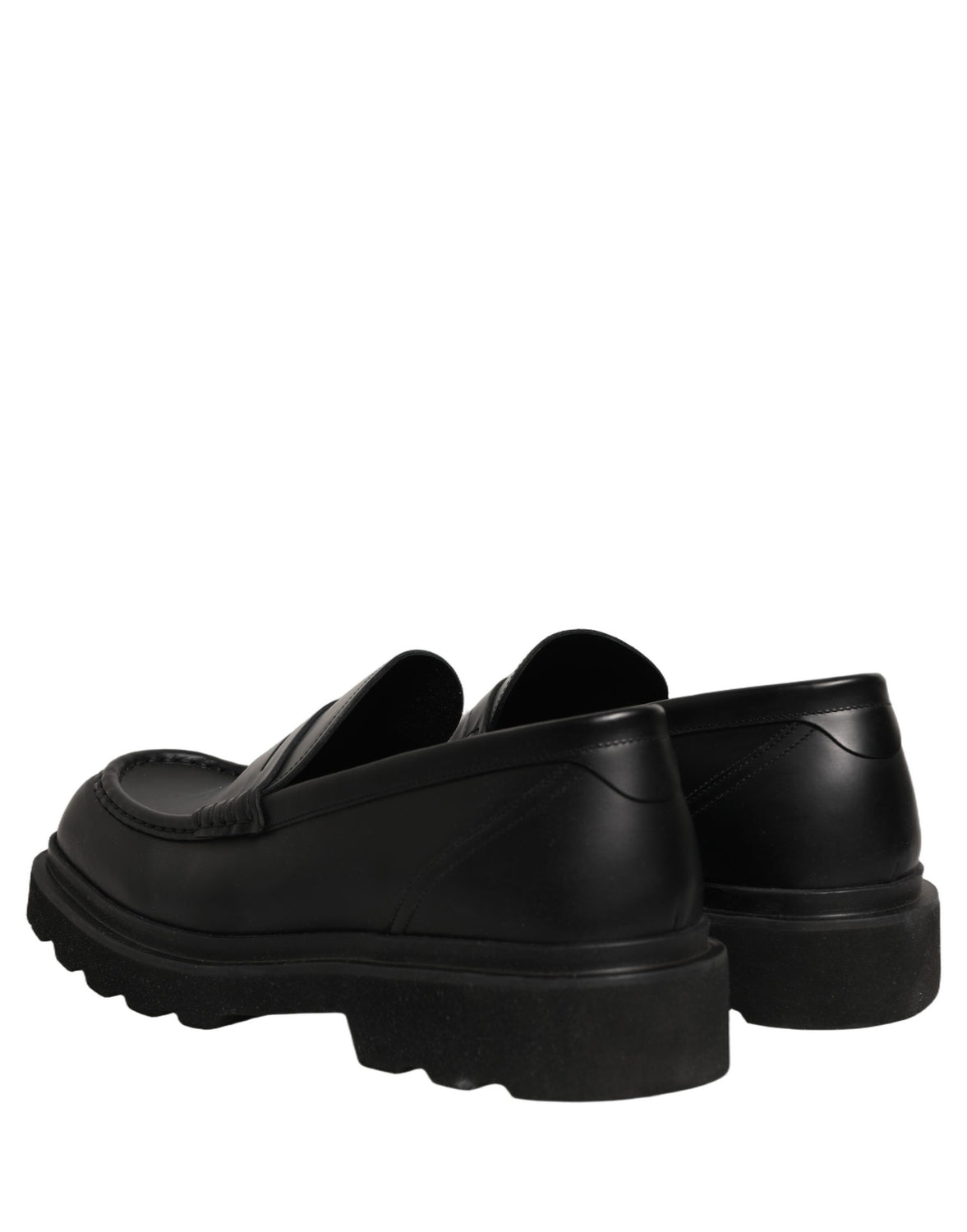Black Calfskin Leather Men Dress Loafer Shoes