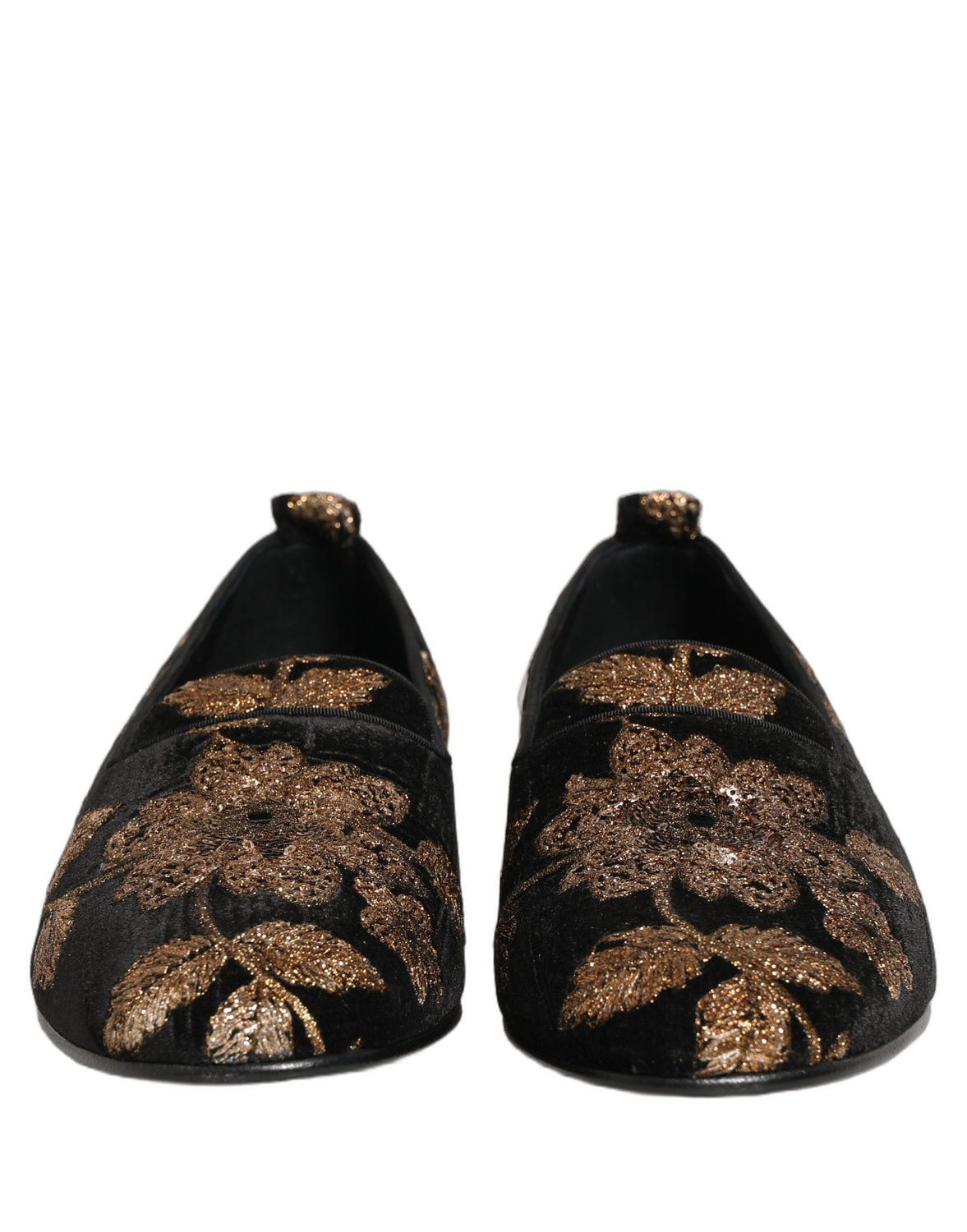 Black Floral Jacquard Dress Loafers Shoes