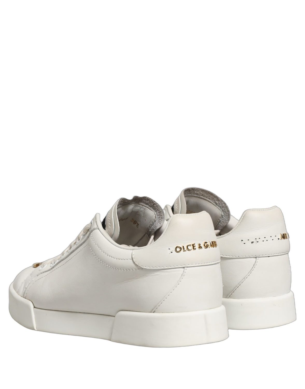 White Leather Logo Plaque Low Top Sneakers Shoes
