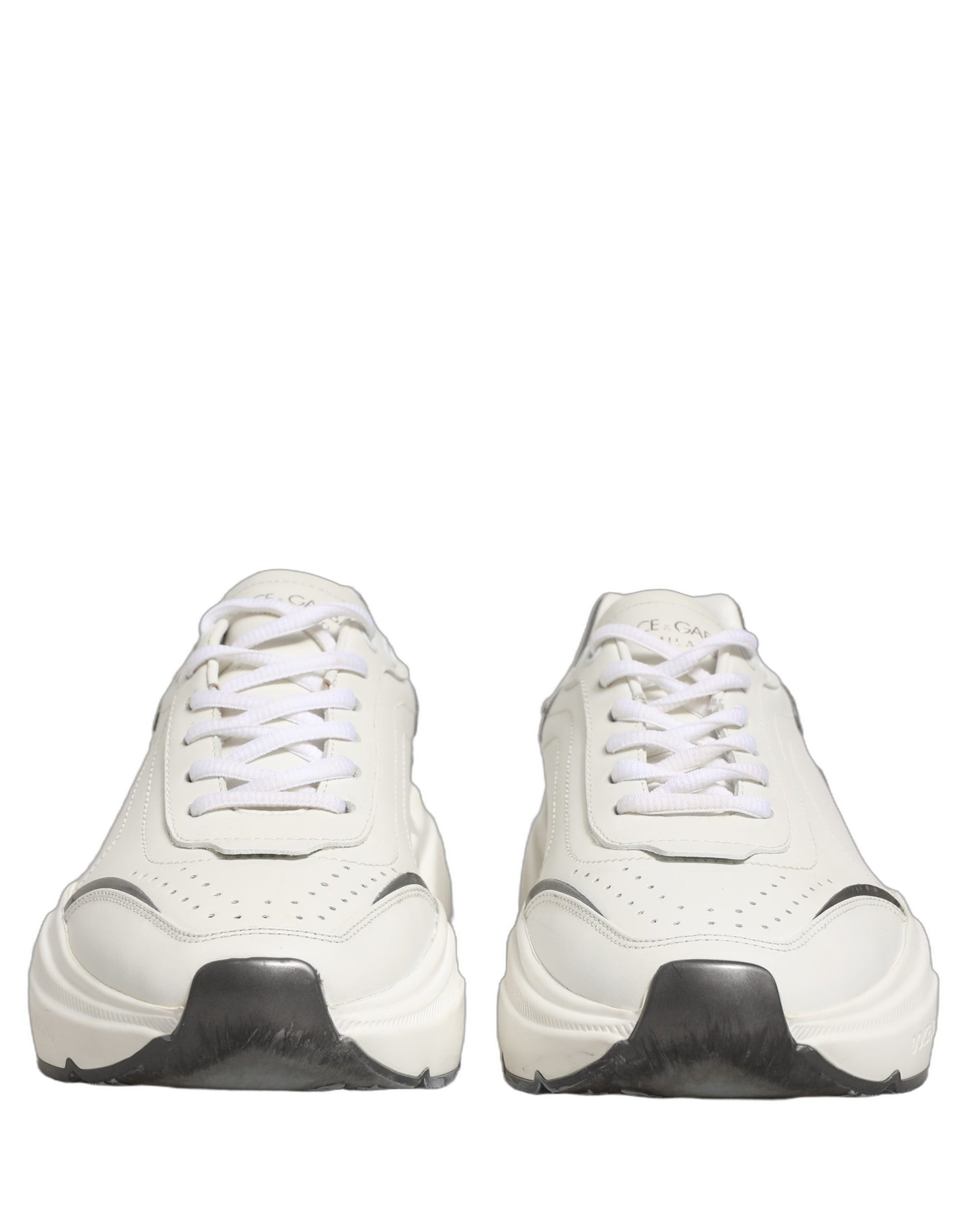 White Silver Daymaster Leather Low Top Sneakers Shoes