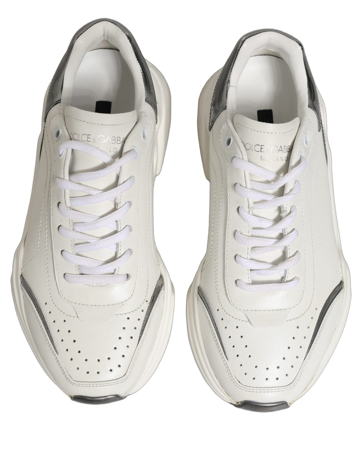 White Silver Daymaster Leather Low Top Sneakers Shoes