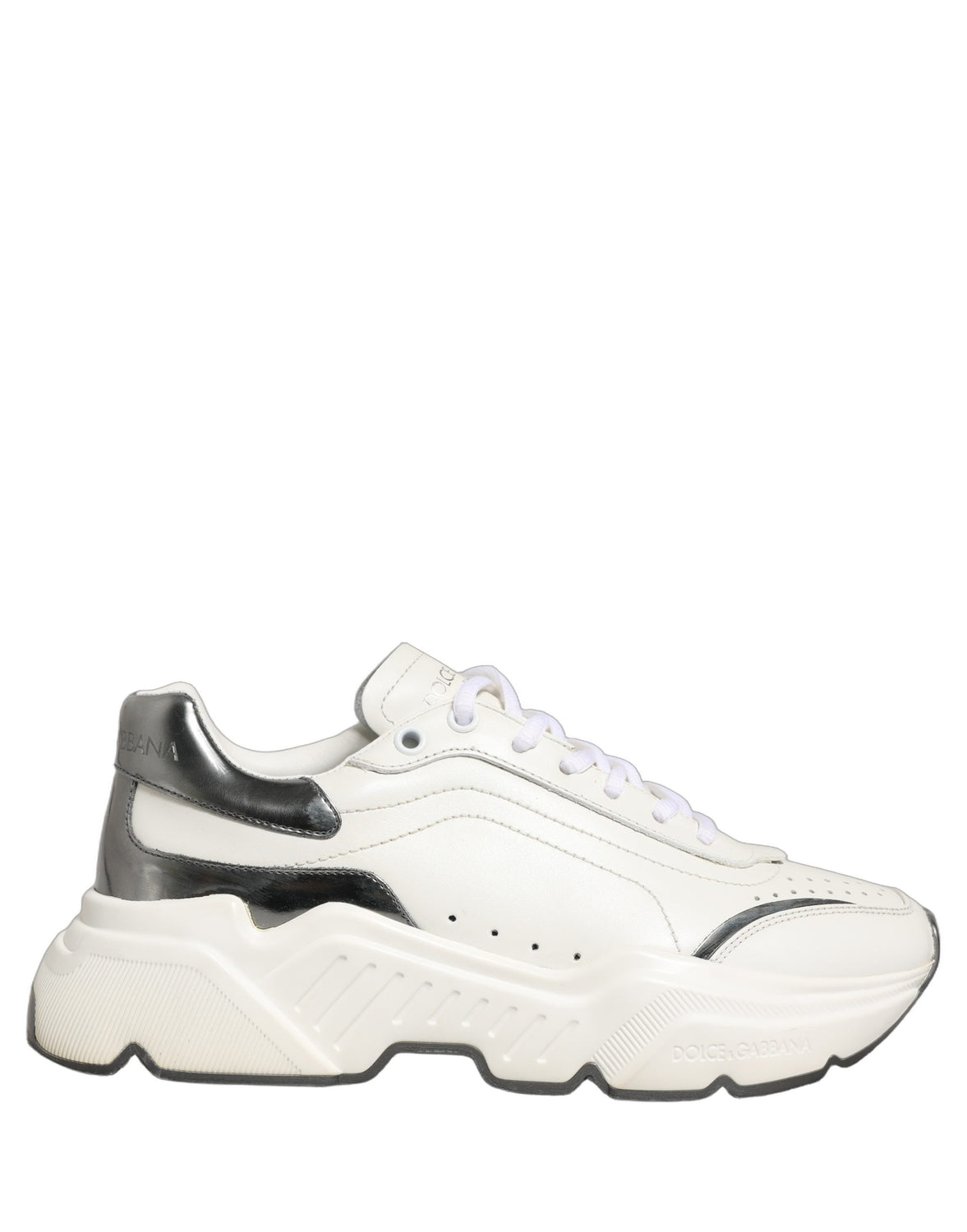 White Silver Daymaster Leather Low Top Sneakers Shoes