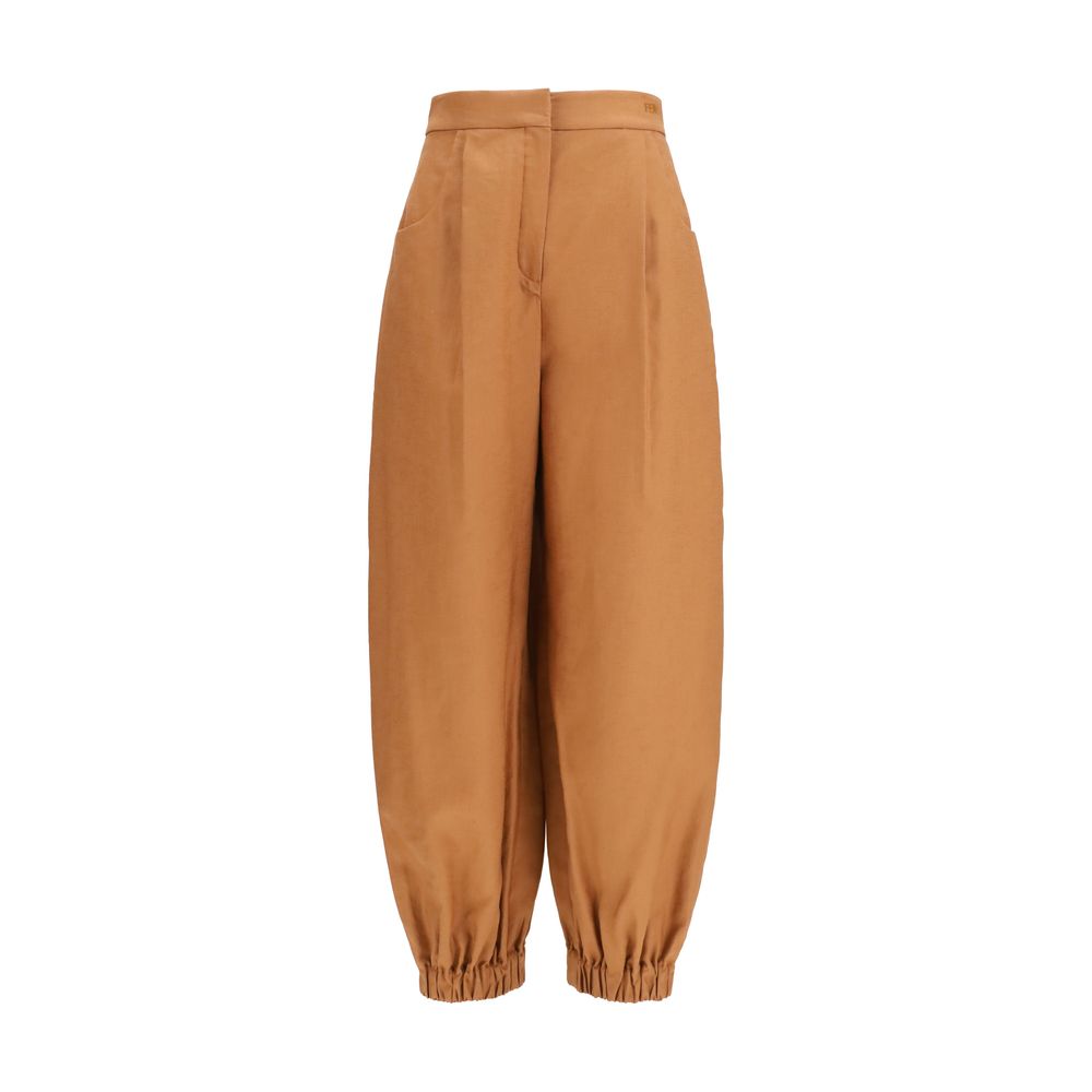 Brown Linen Casual Pants