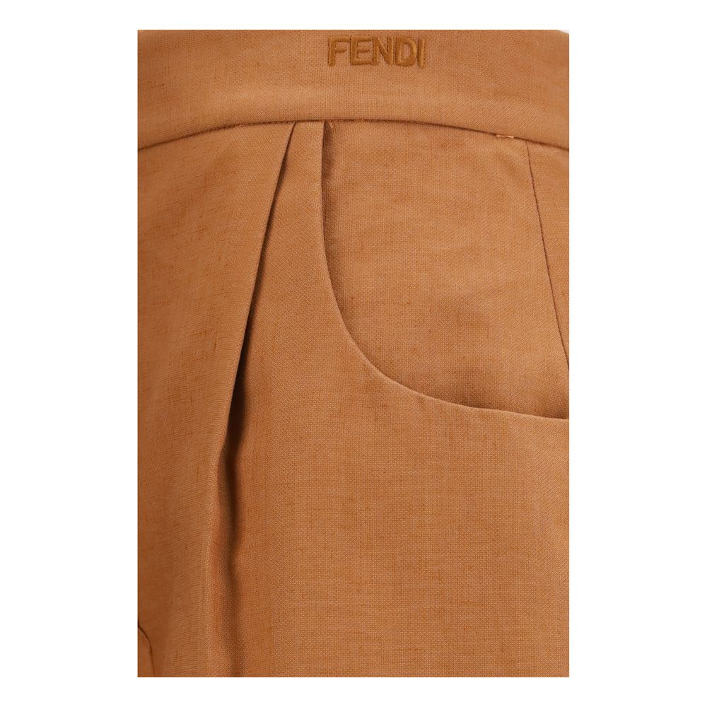 Brown Linen Casual Pants