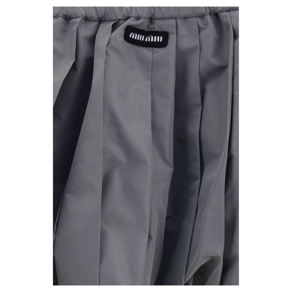 Gray Polyester Mini Skirt