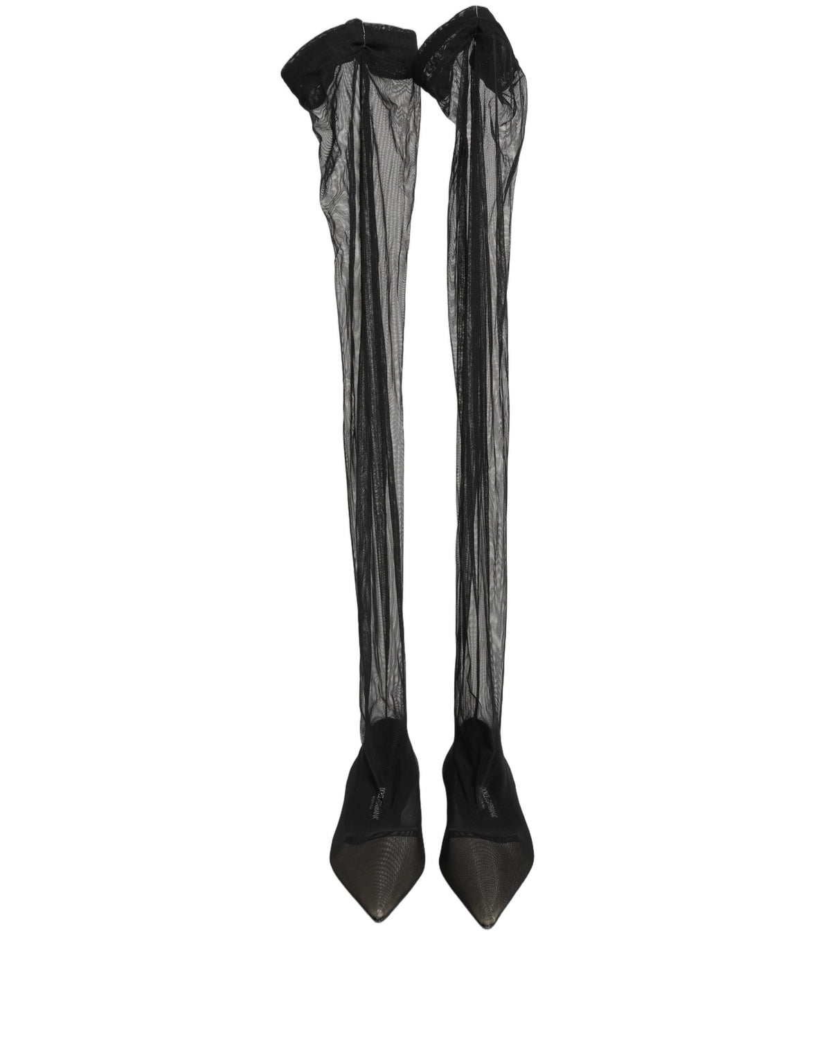 Black Over The Knee Tulle Flats Boots Shoes