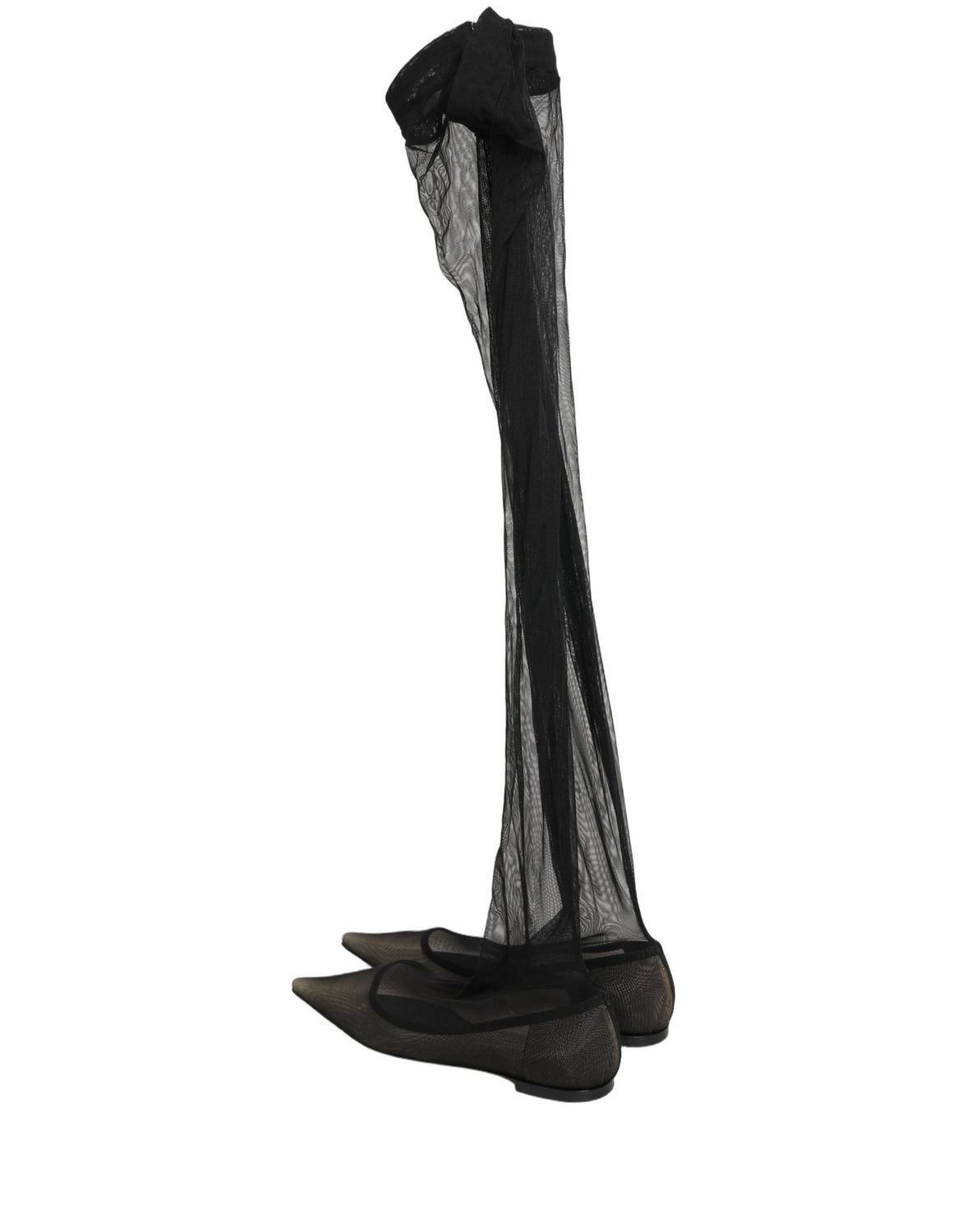 Black Over The Knee Tulle Flats Boots Shoes