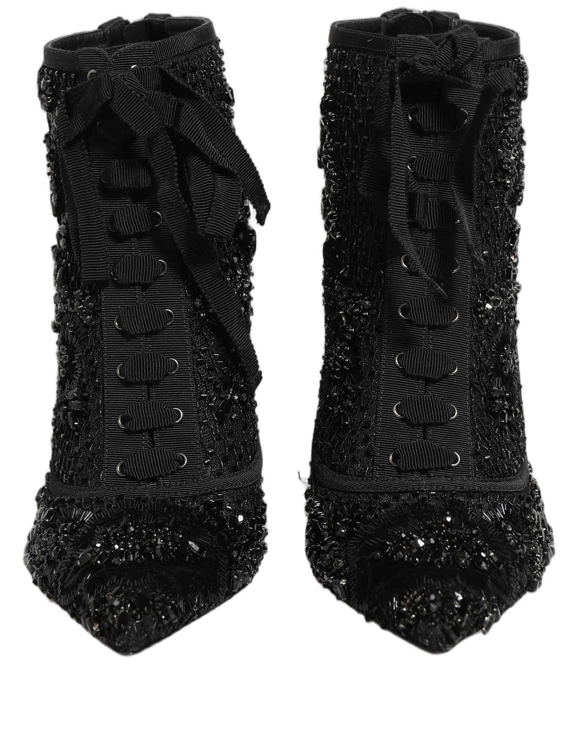 Black Embellished Mesh Ankle Boots Shoes