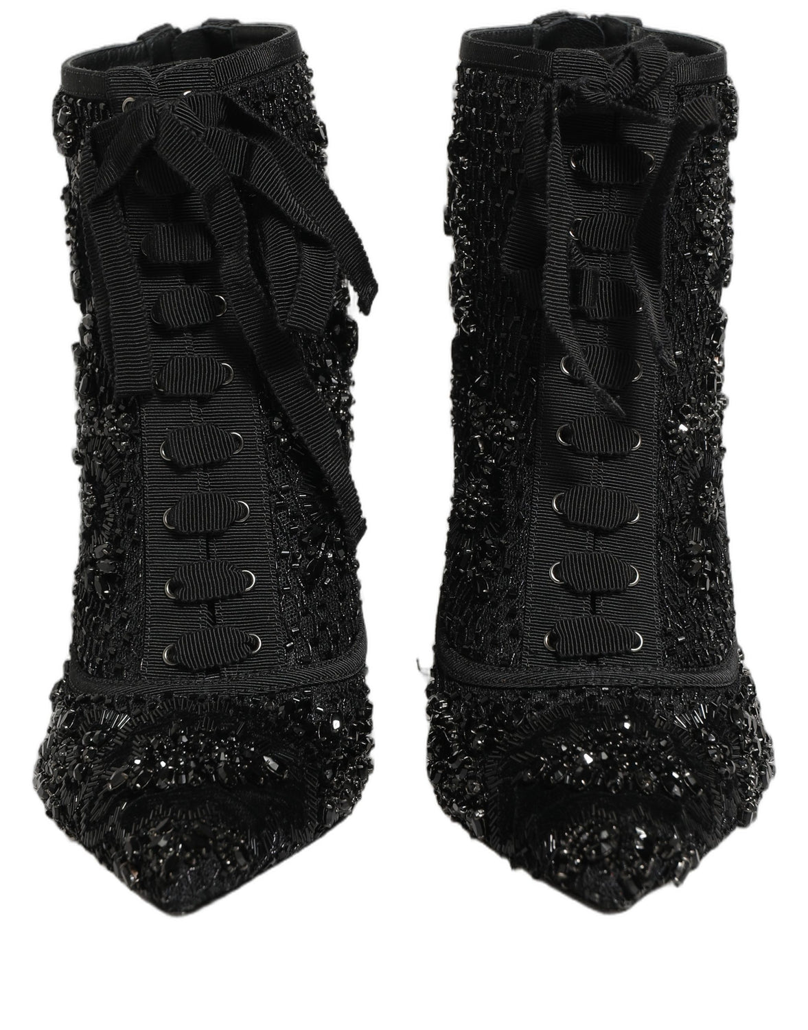 Black Embellished Mesh Ankle Boots Shoes