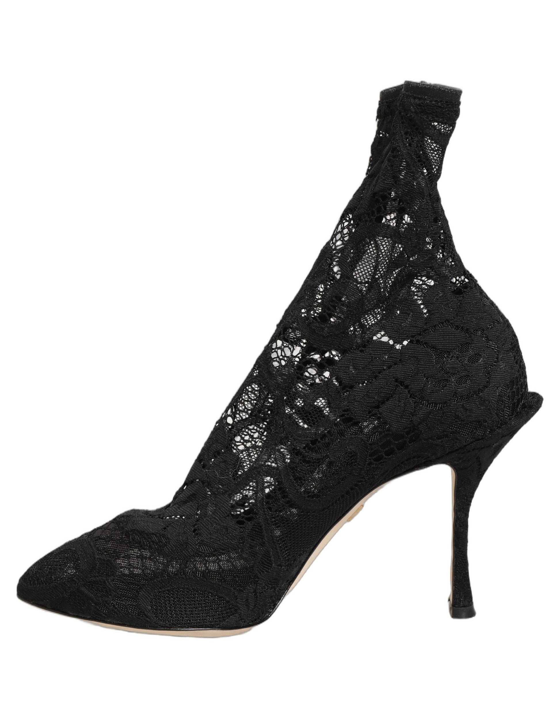 Black Socks Taormina Lace Pumps Boots Shoes
