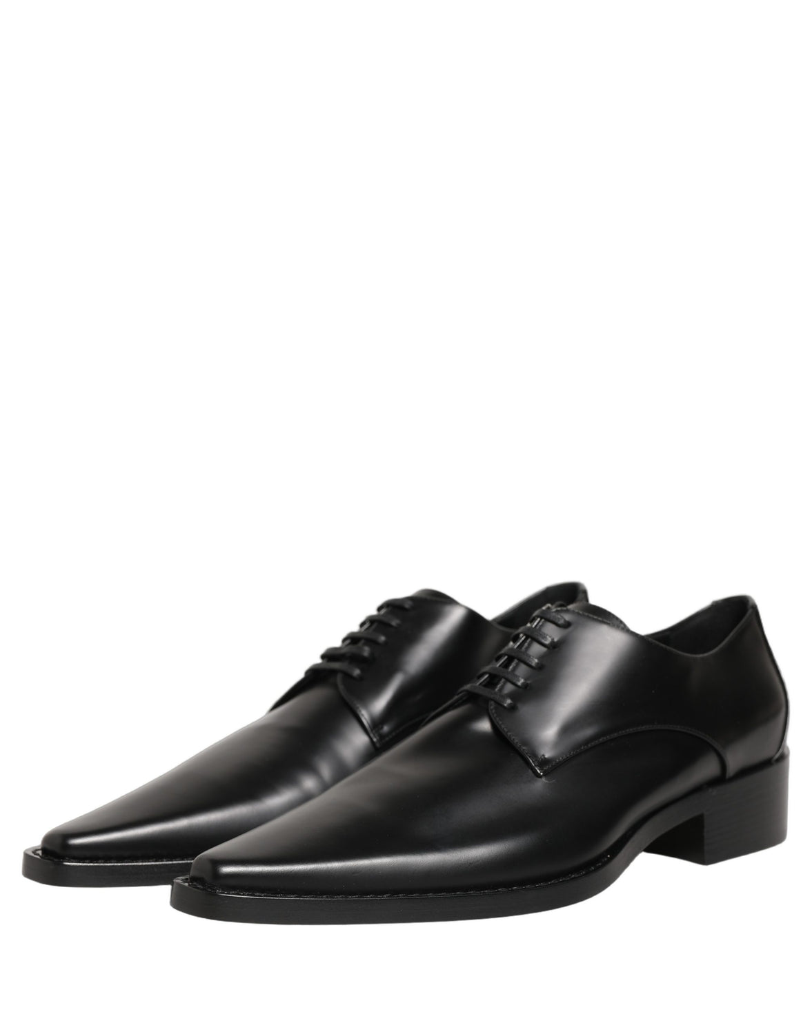 Black Leather Lace Up Derby Dress Shoes