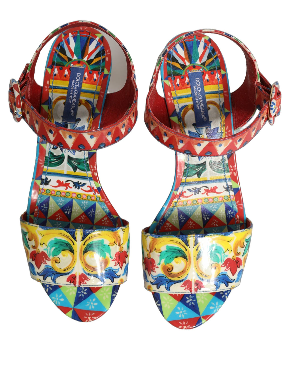 Multicolor Majolica Leather Wedge Sandals Shoes