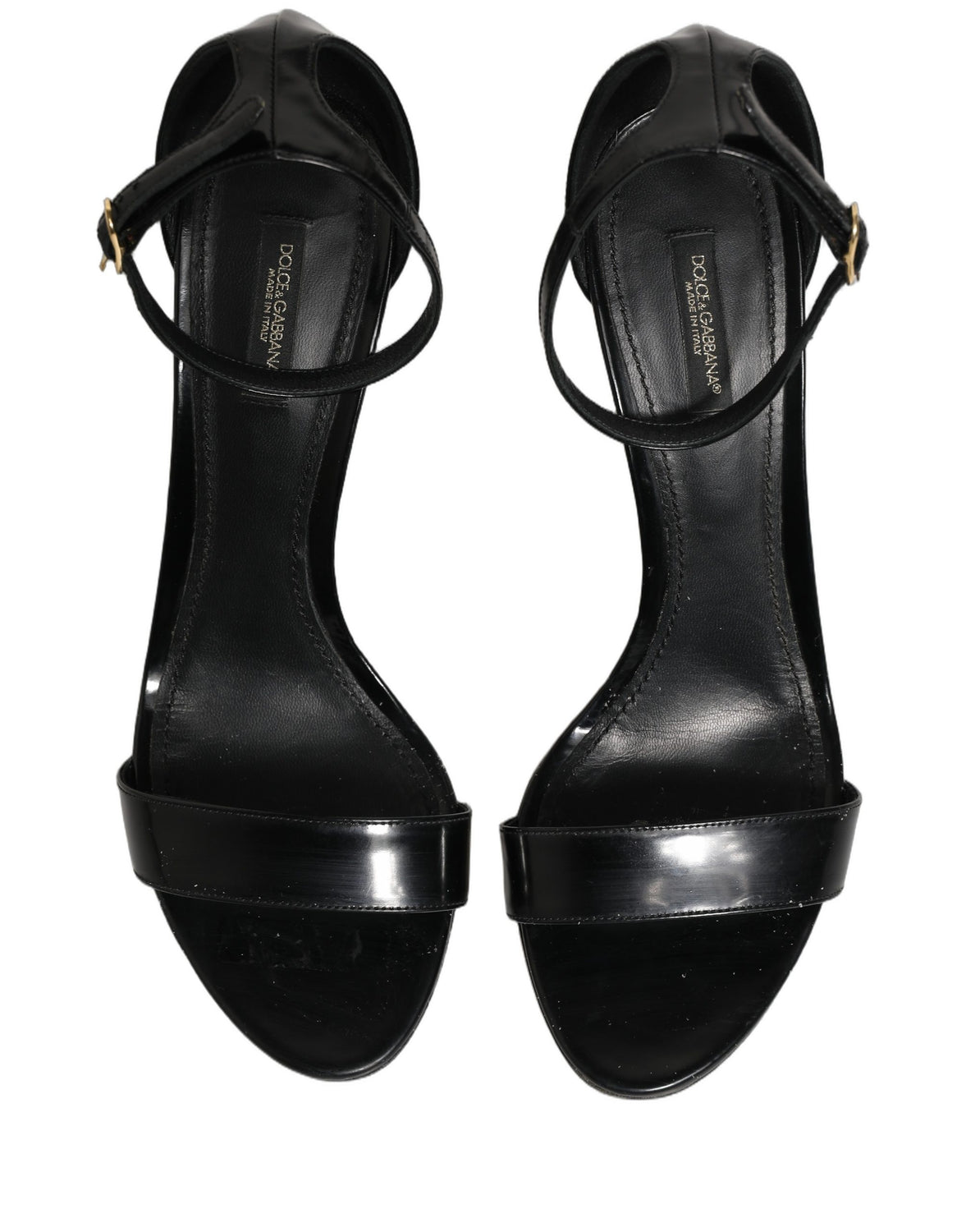 Black Leather Ankle Strap Heels Sandals Shoes