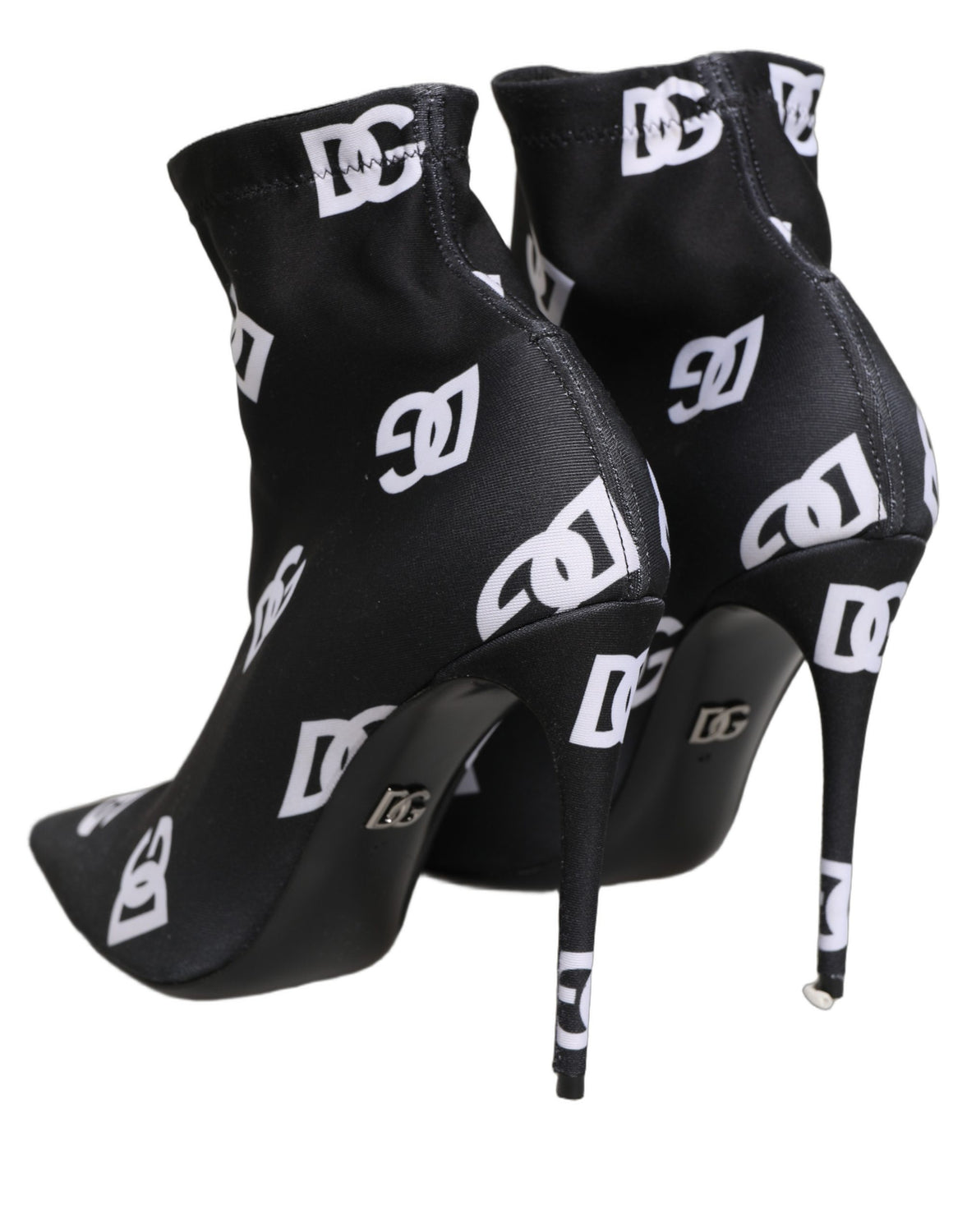 Black Logo Stretch Heels Ankle Boots Shoes