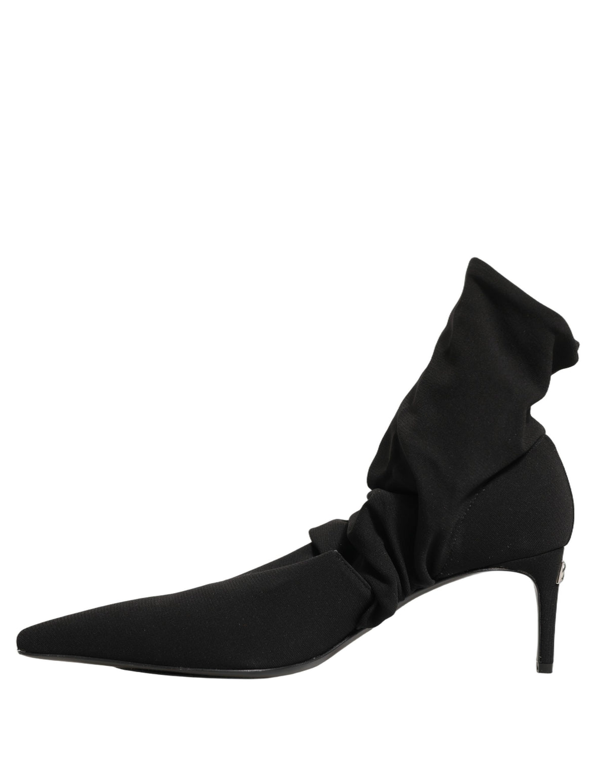 Black Stretch Socks Heels Ankle Boots Shoes