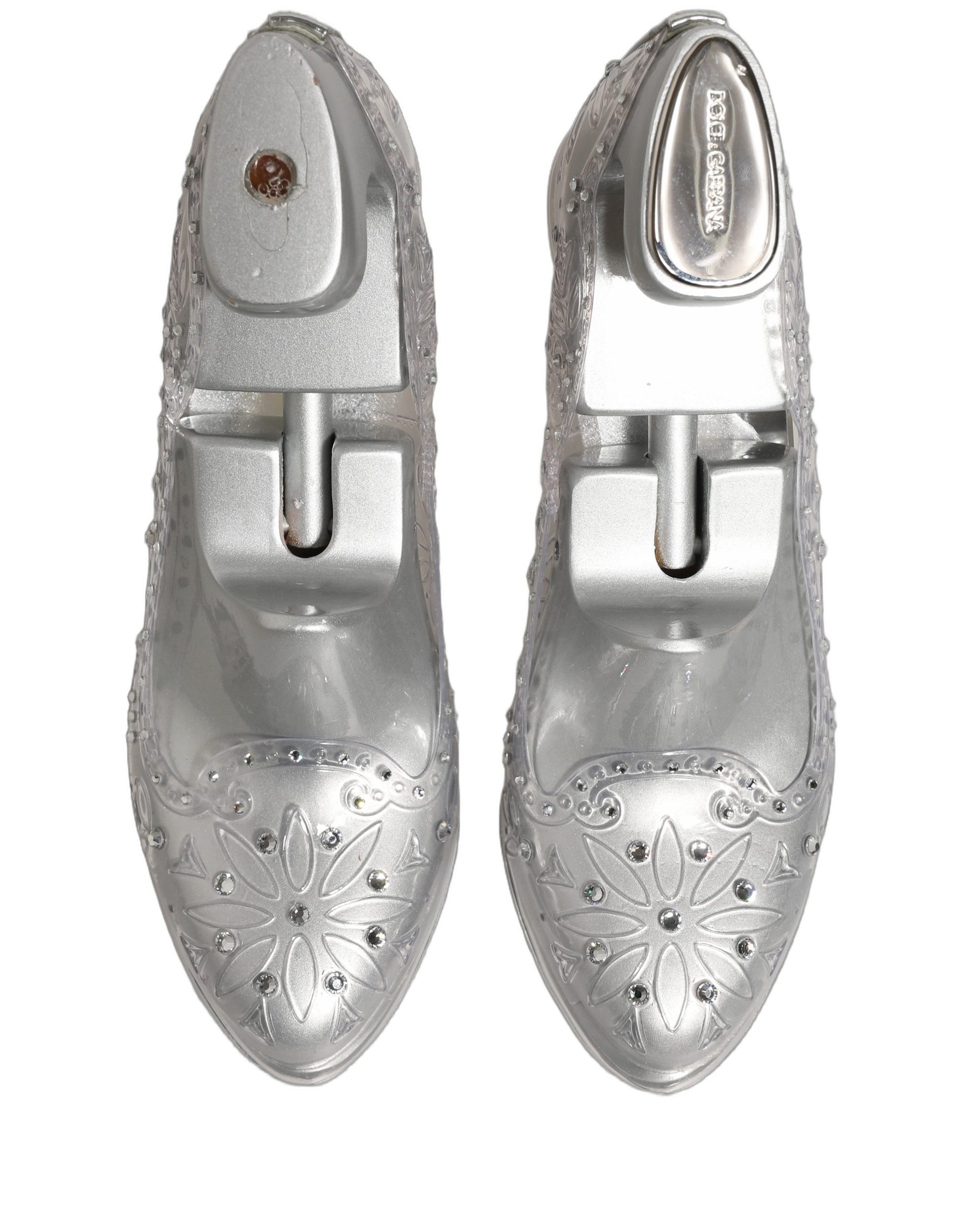 Clear CINDERELLA Floral Crystal Heels Shoes