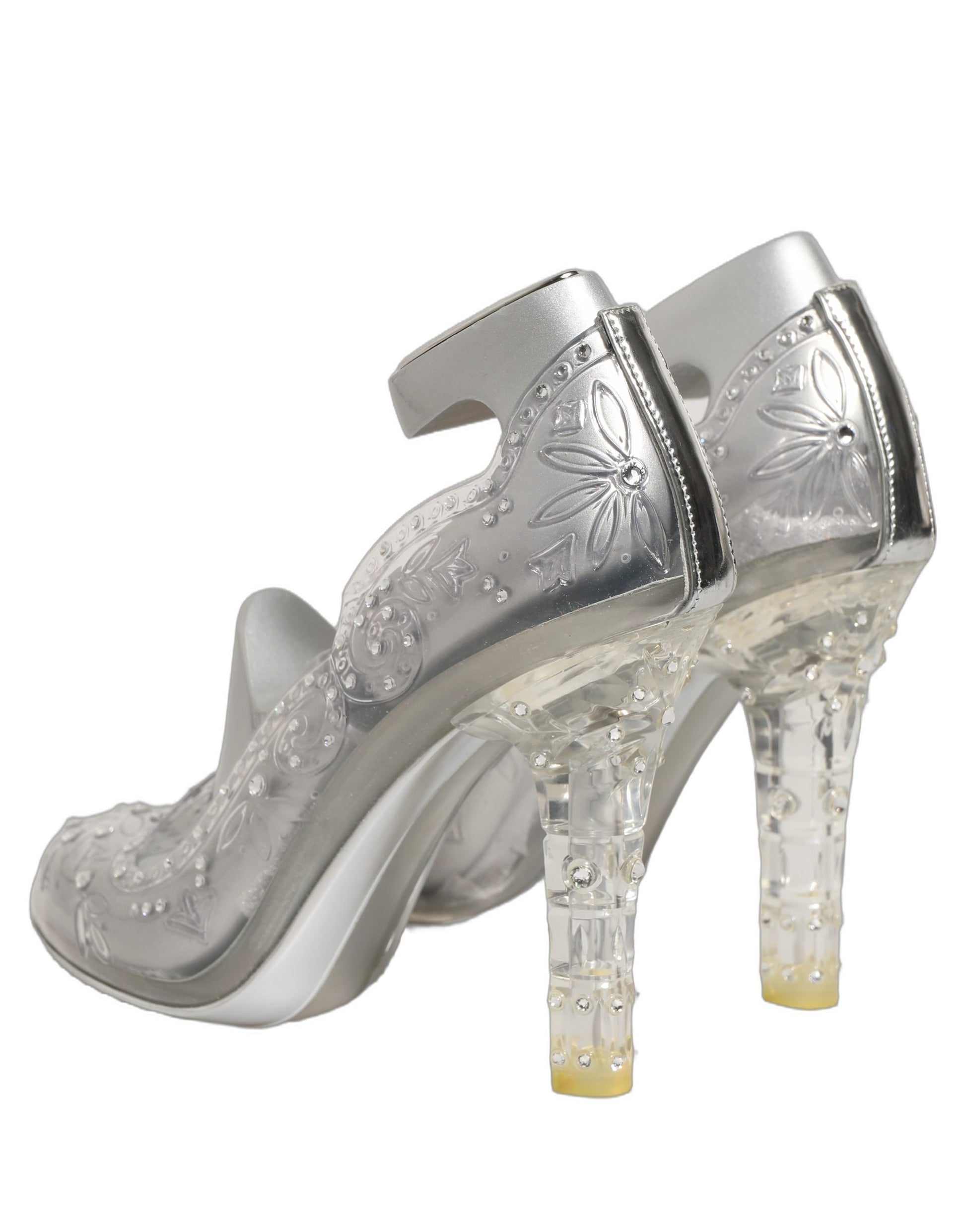 Clear CINDERELLA Floral Crystal Heels Shoes