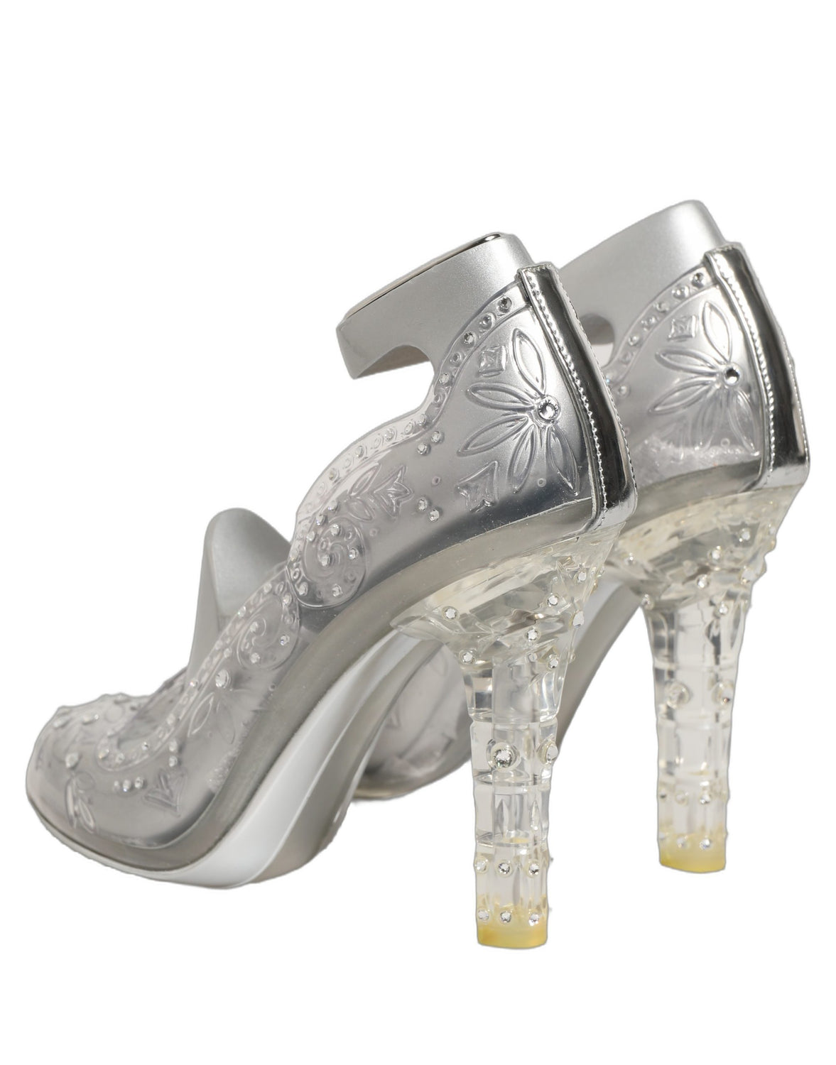 Clear CINDERELLA Floral Crystal Heels Shoes