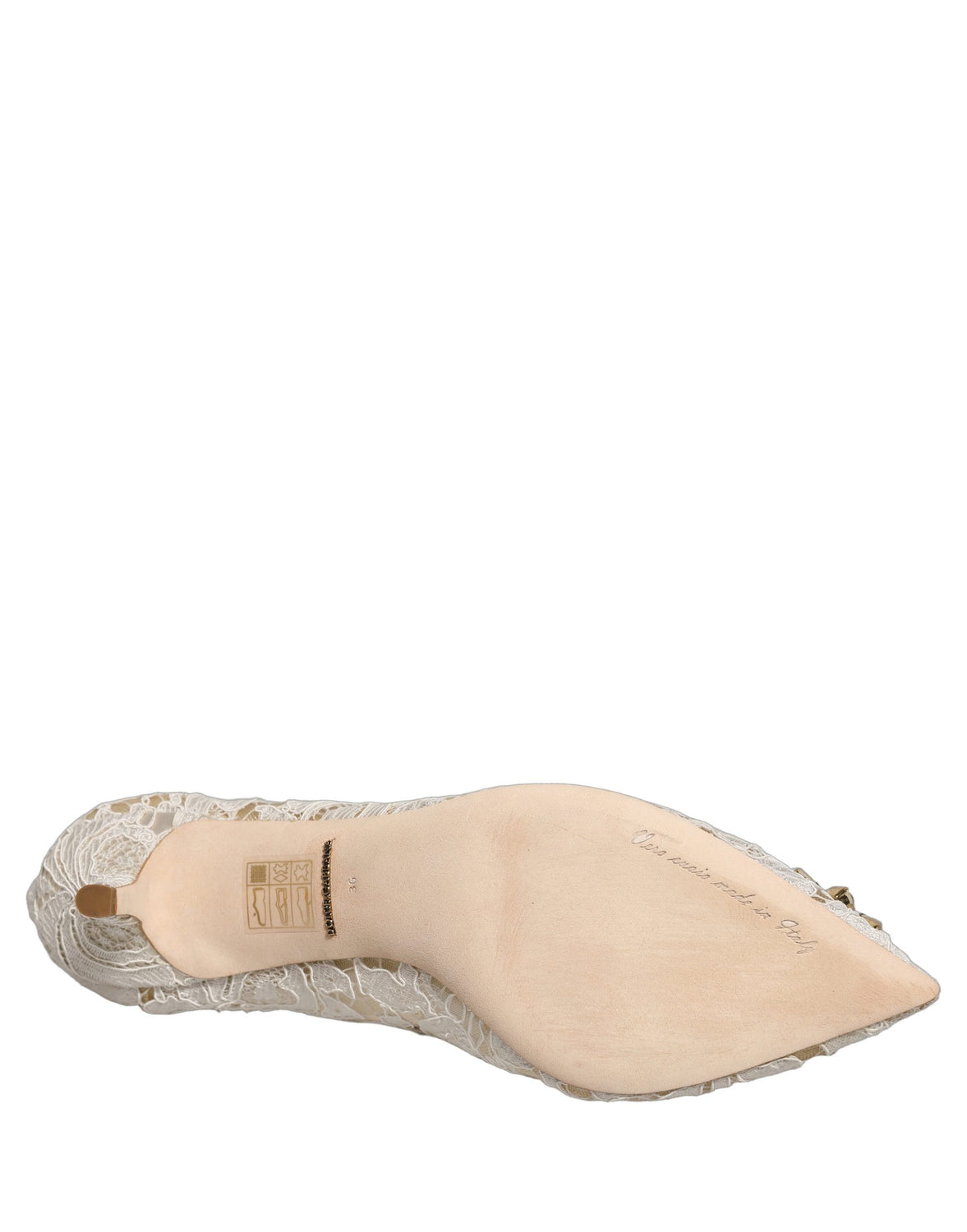White Taormina Lace Crystal Pumps Shoes