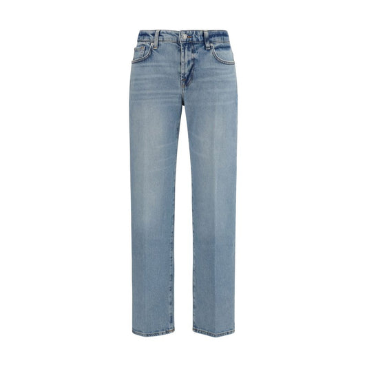 Blue Cotton Straight-Leg Jeans