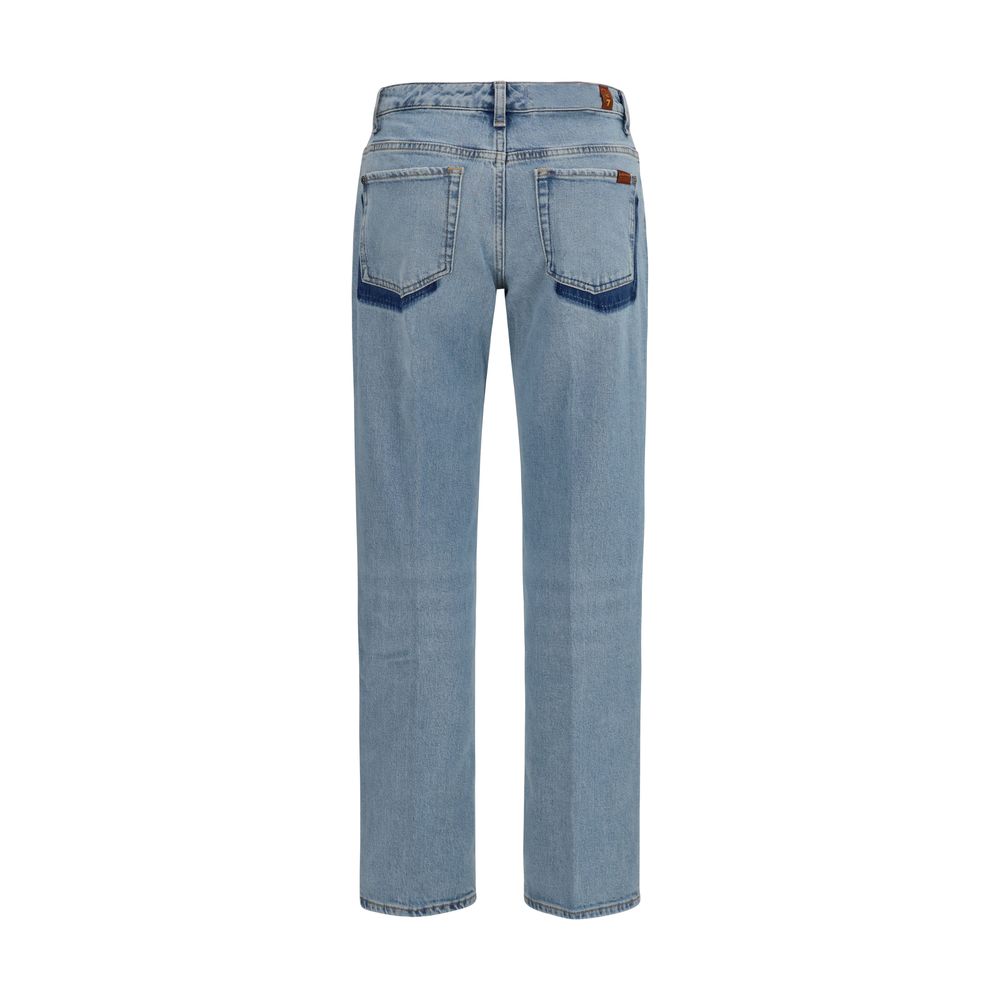 Blue Cotton Straight-Leg Jeans