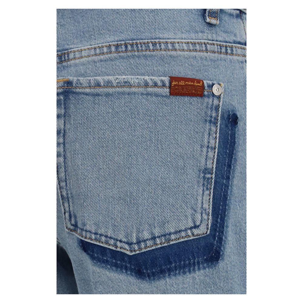 Blue Cotton Straight-Leg Jeans