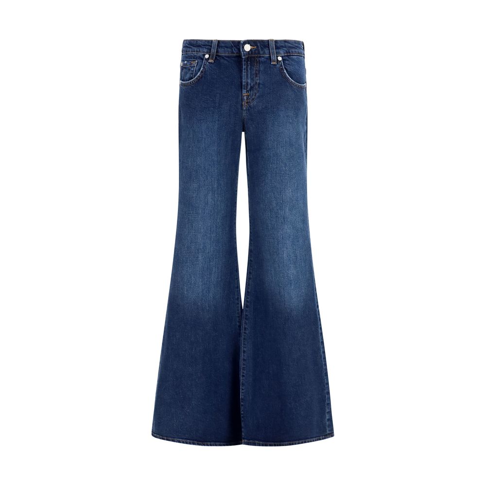 Blue Cotton Flared Jeans