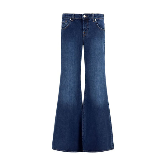 Blue Cotton Flared Jeans