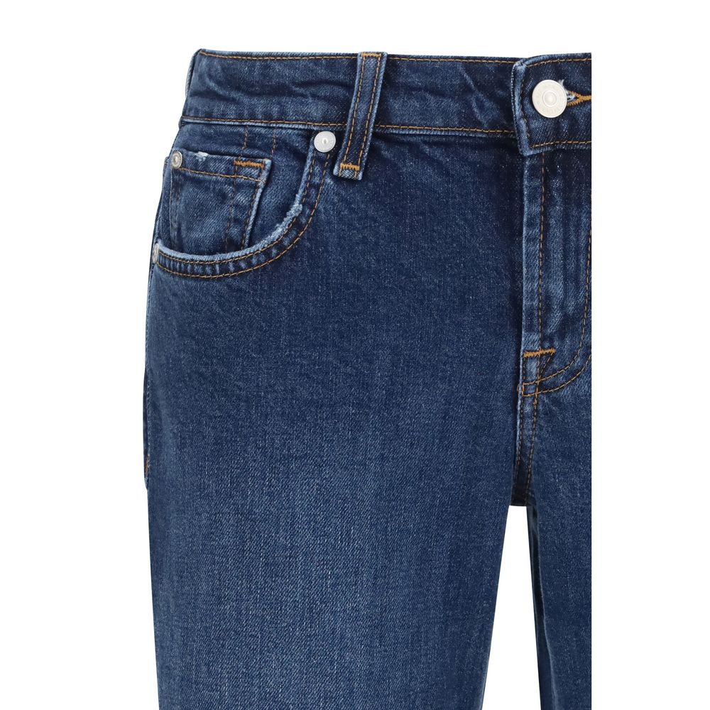 Blue Cotton Flared Jeans