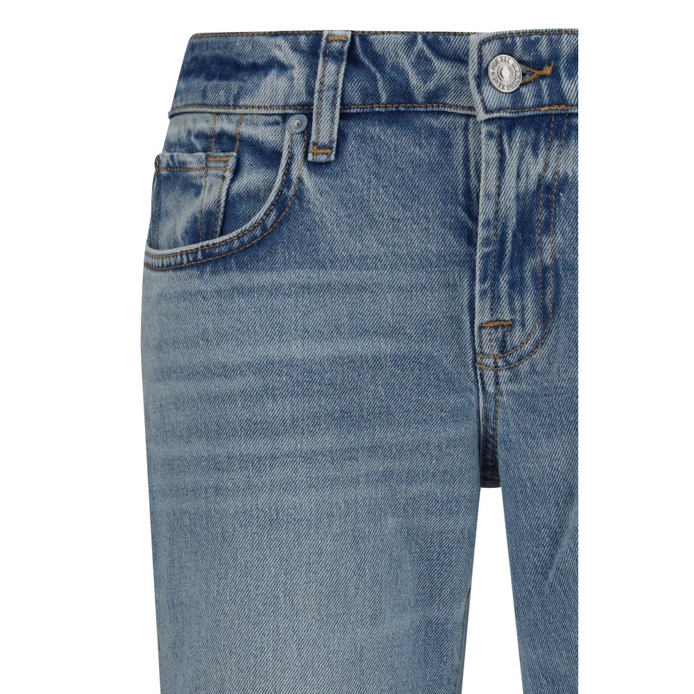 Blue Cotton Flared Jeans