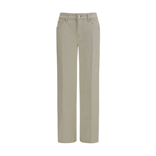 Beige Cotton Straight-Leg Jeans