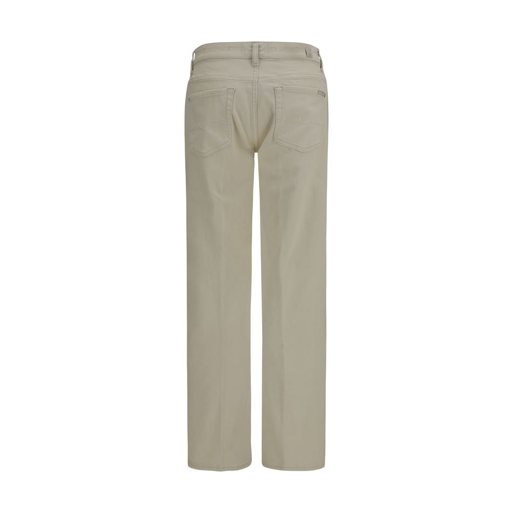 Beige Cotton Straight-Leg Jeans