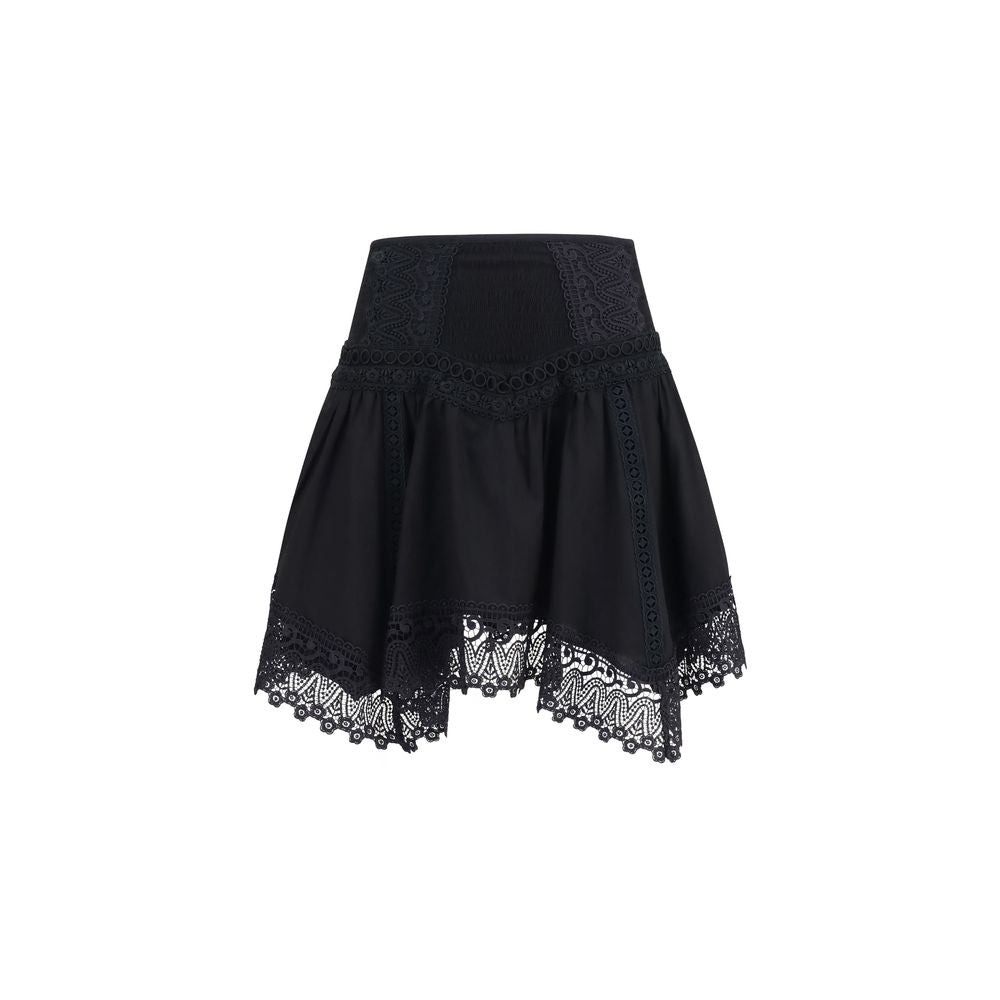 Black Cotton Mini Skirt