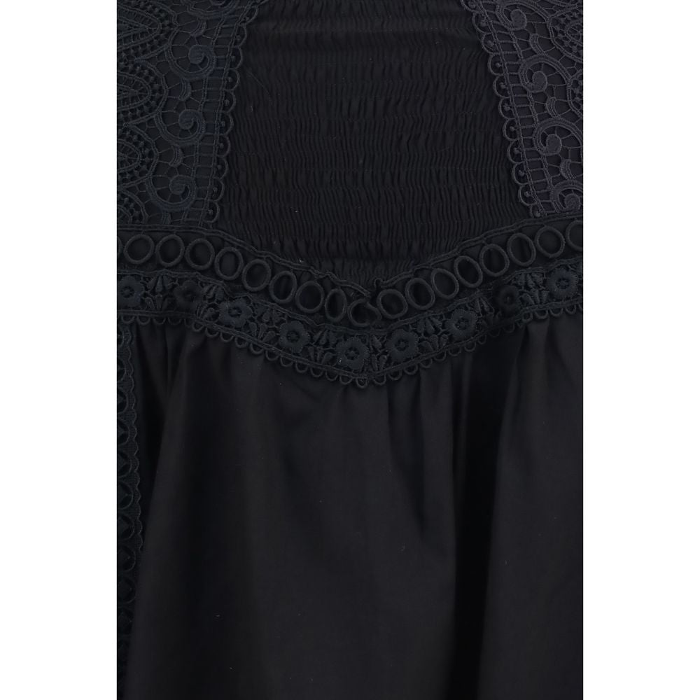 Black Cotton Mini Skirt