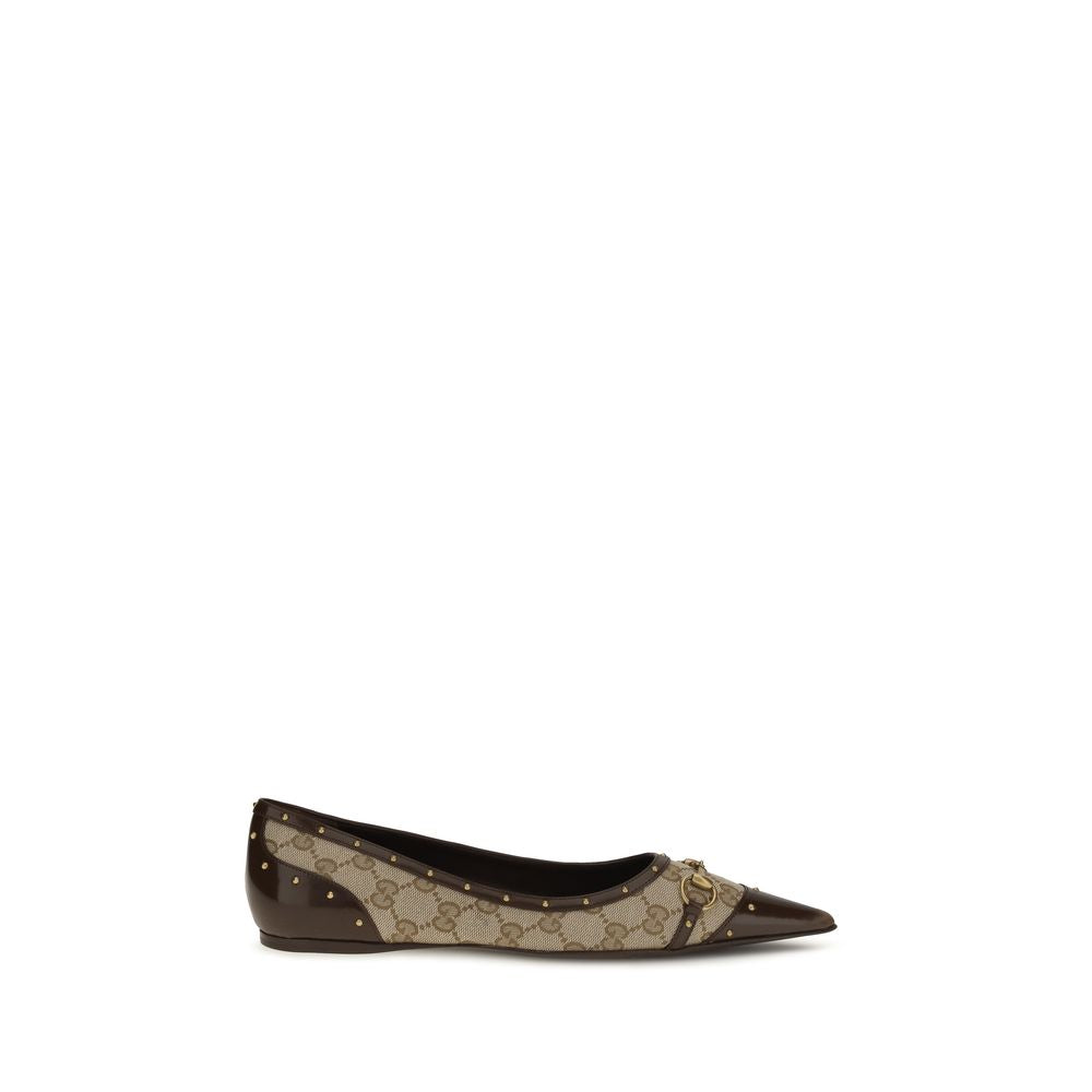 Beige Fabric Ballet Flats