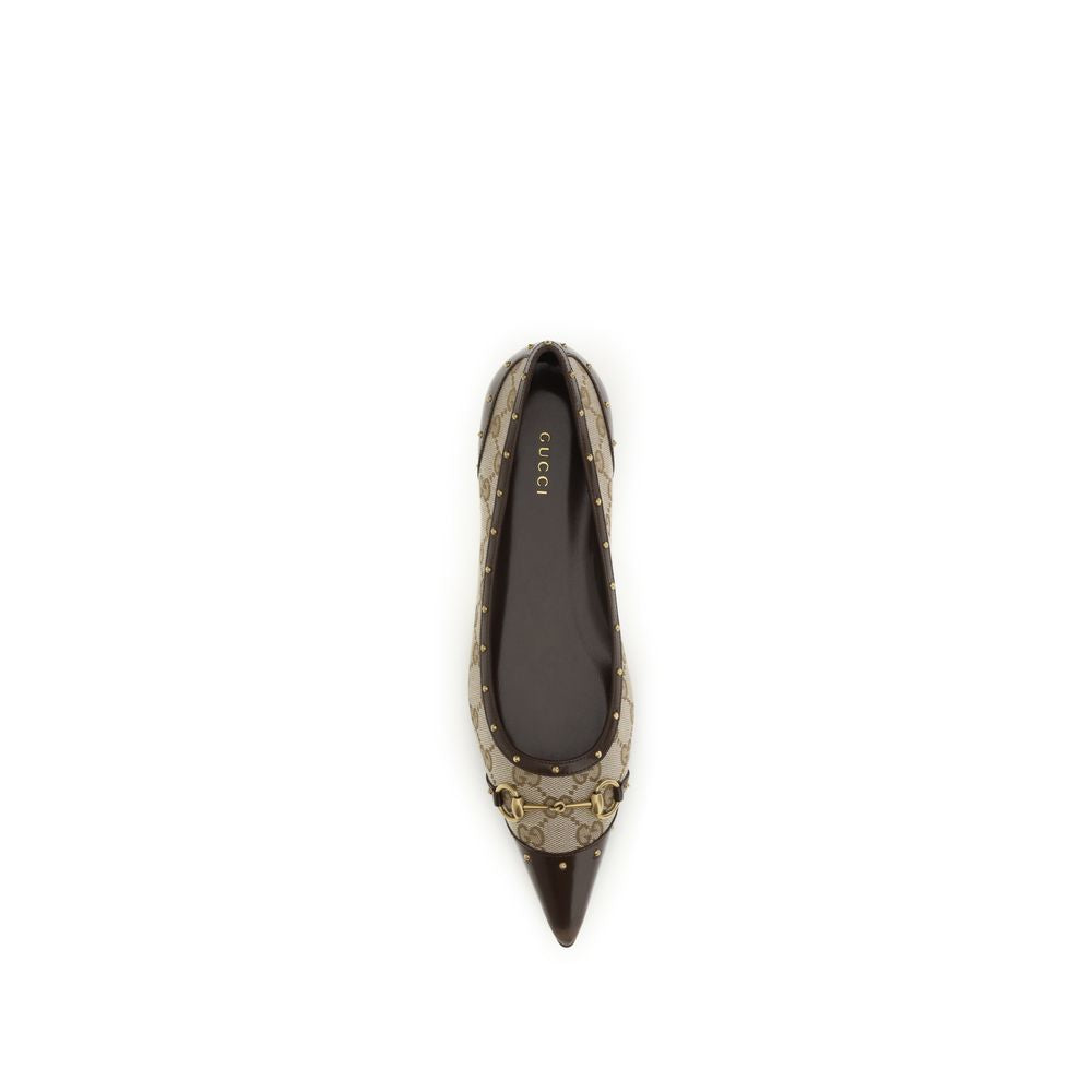 Beige Fabric Ballet Flats
