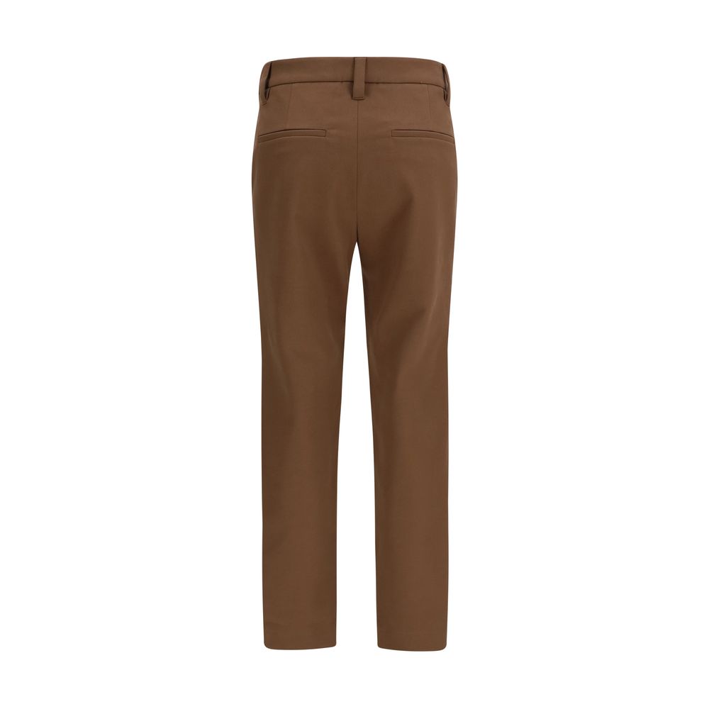 Brown Elastane Casual Pants