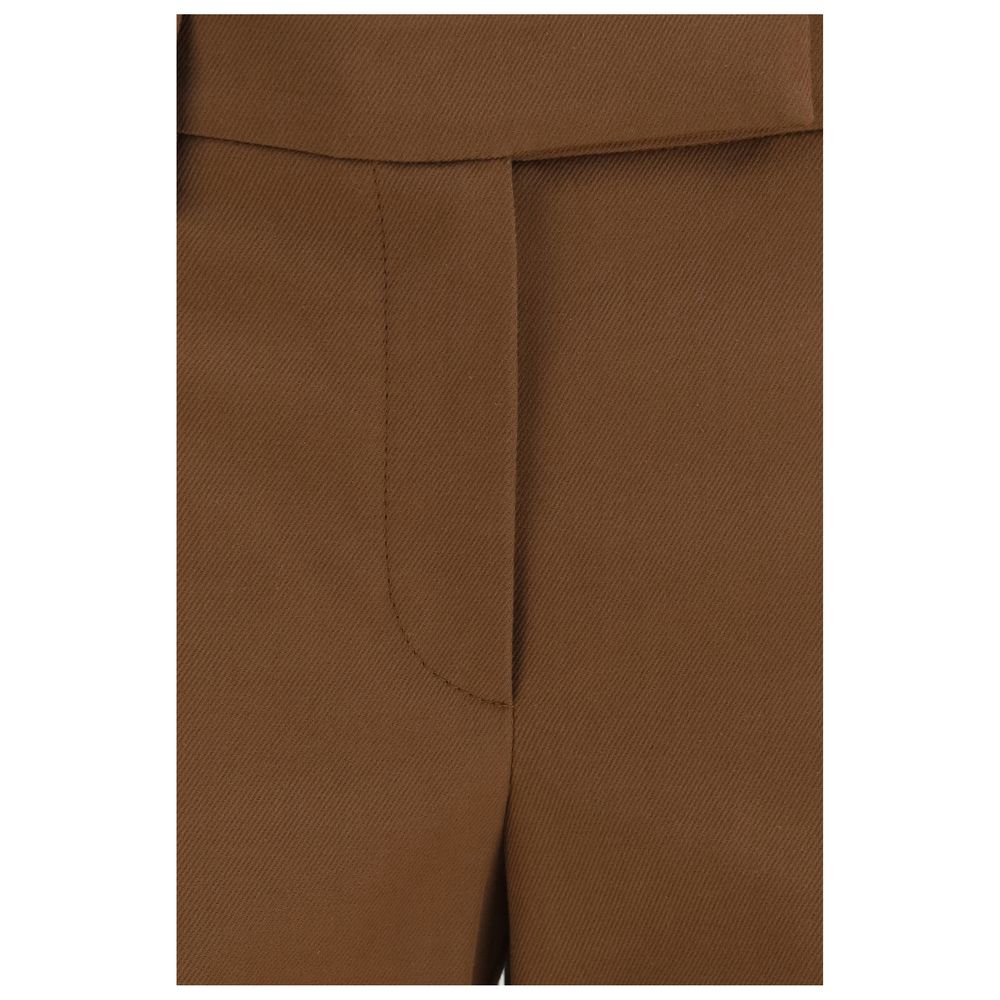 Brown Elastane Casual Pants