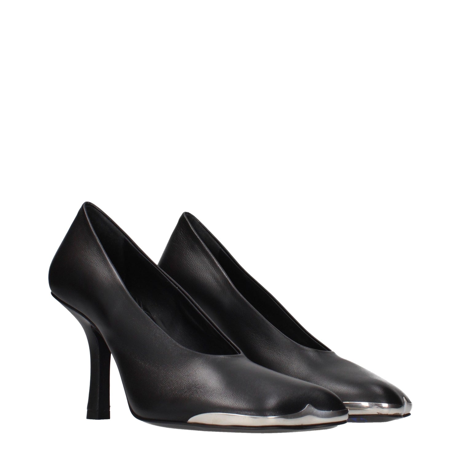 Black Leather High Heel Pumps