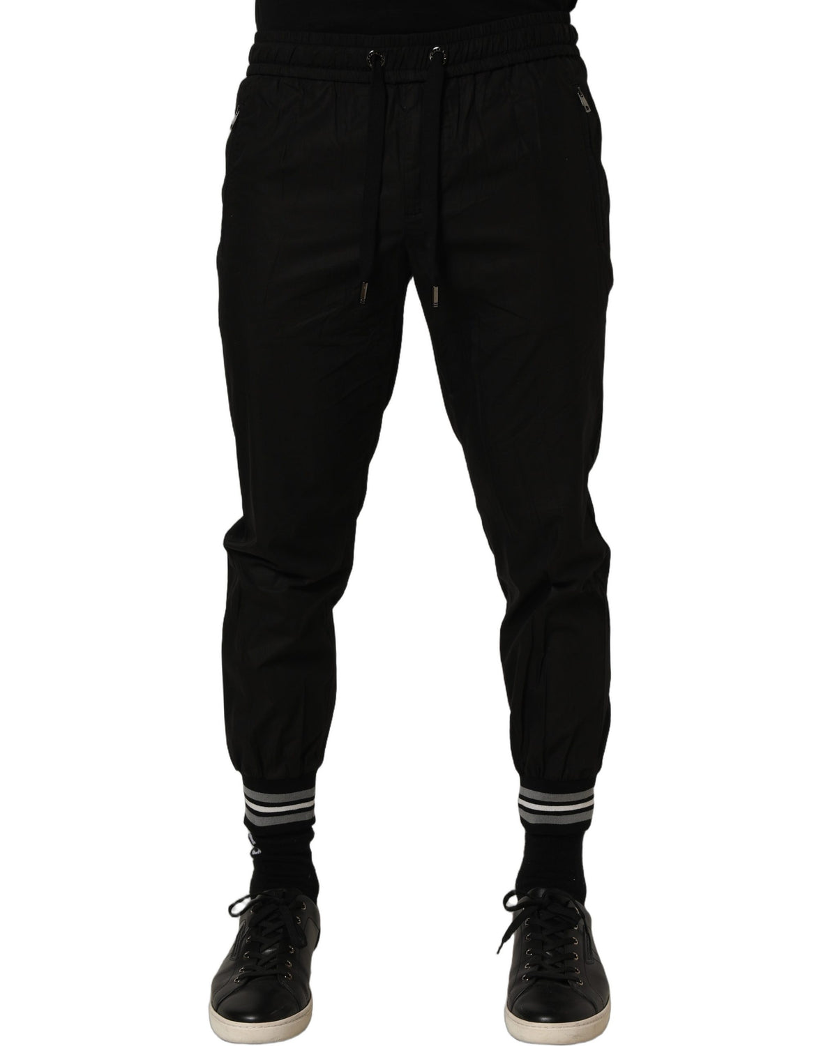 Black Cotton Mid Waist Jogger Sweatpants Pants