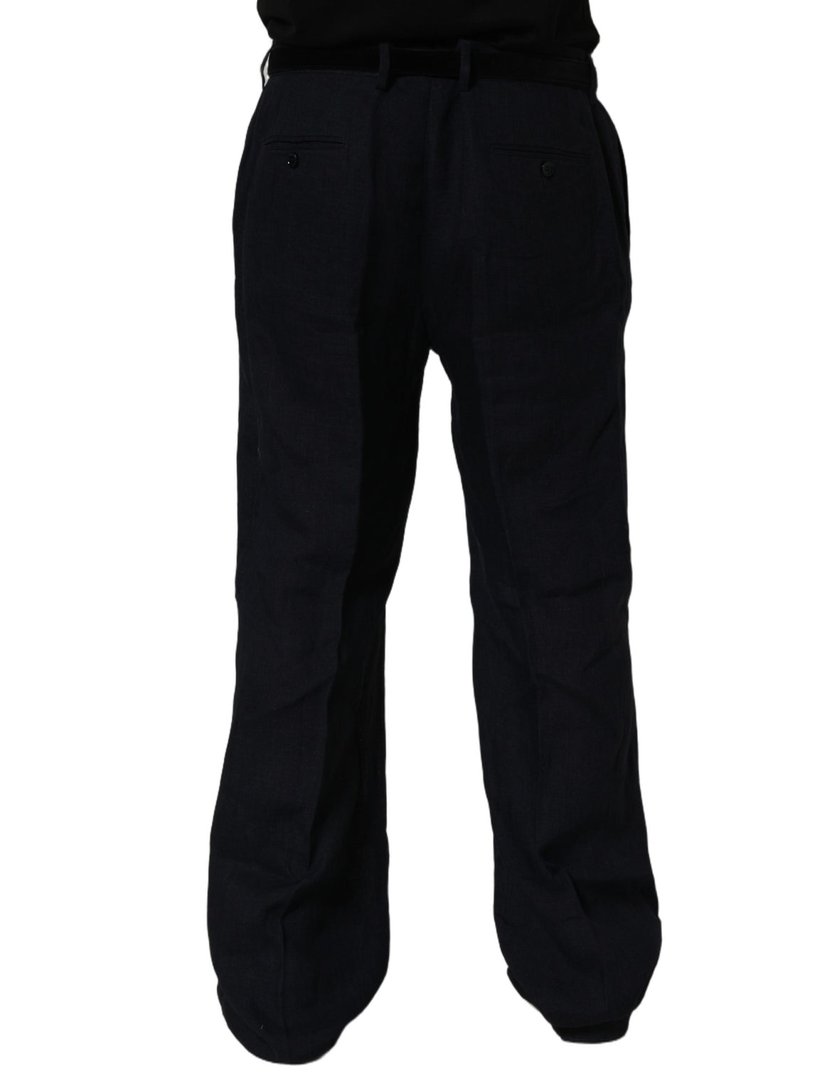 Black Linen Straight Leg Dress Trouser Pants