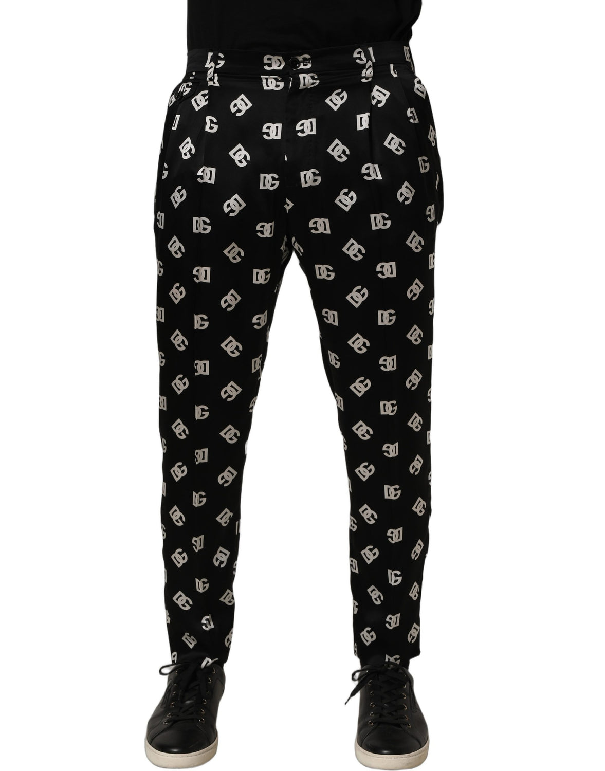 Black Silk Skinny Leg Dress Men Trouser Pants