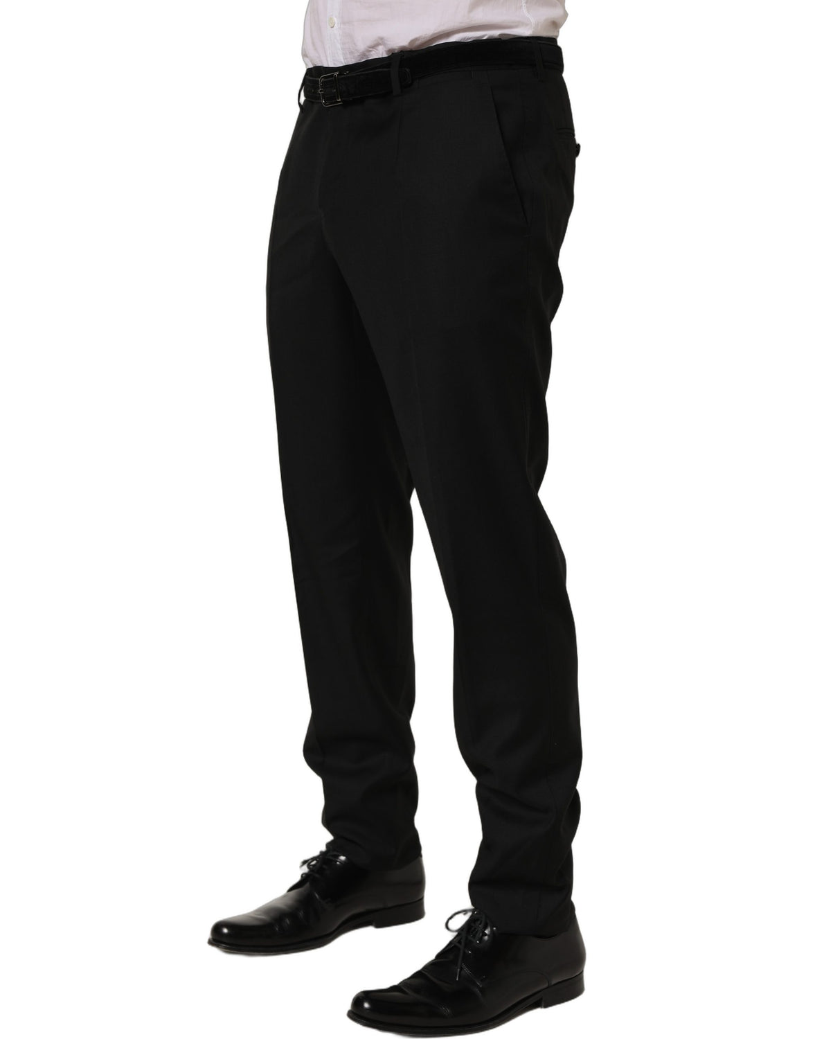 Black Wool Skinny Leg Dress Trouser Pants