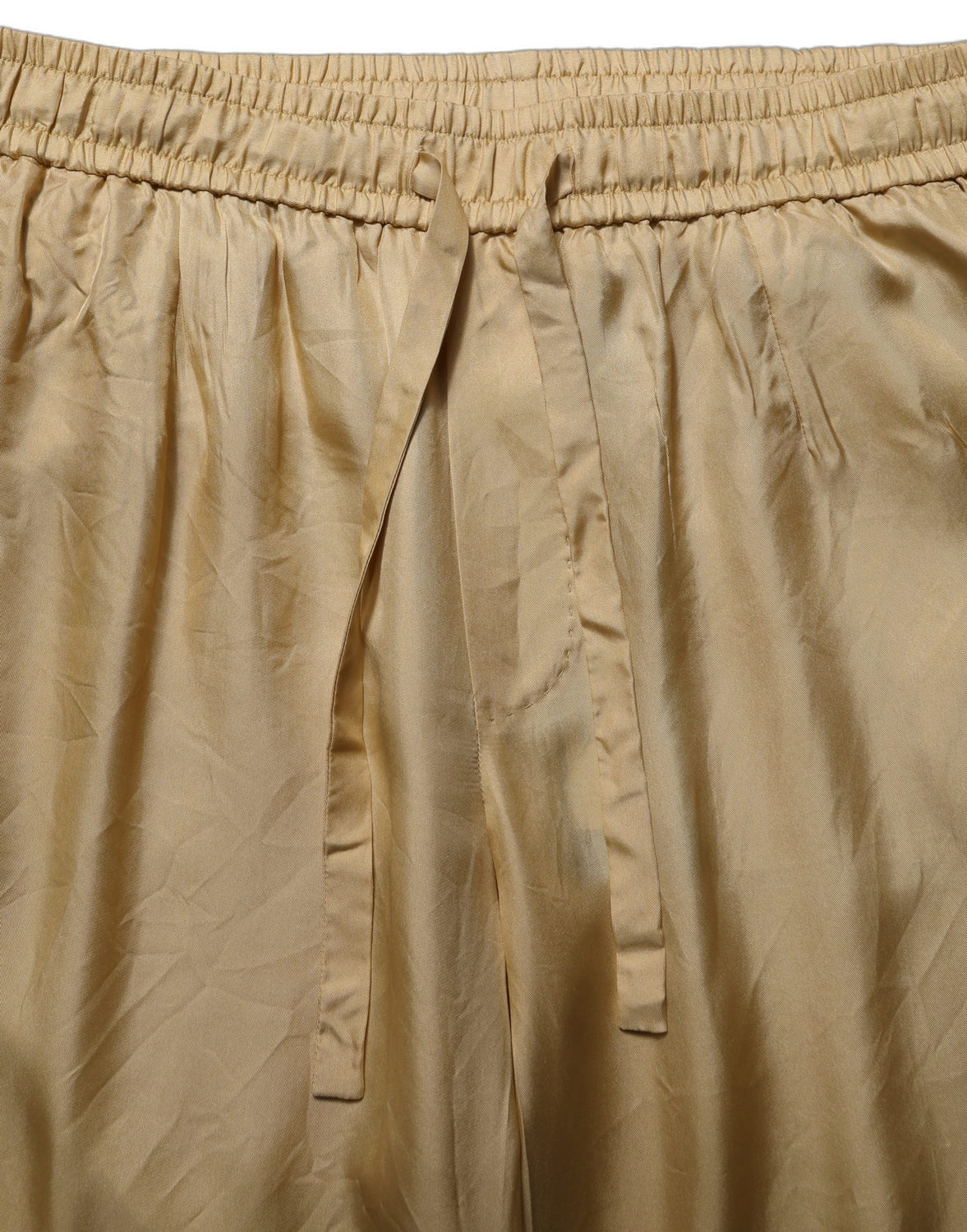 Yellow Straight Silk Mid Waist Chino Trouser Pants