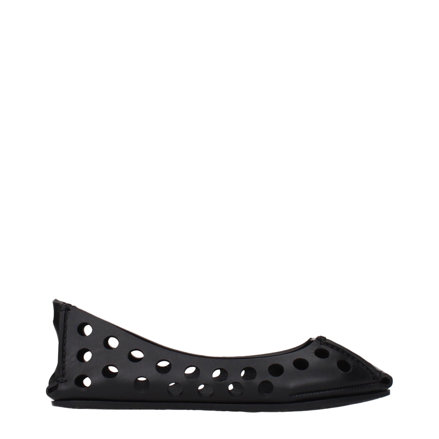 Black Leather Ballet Flats