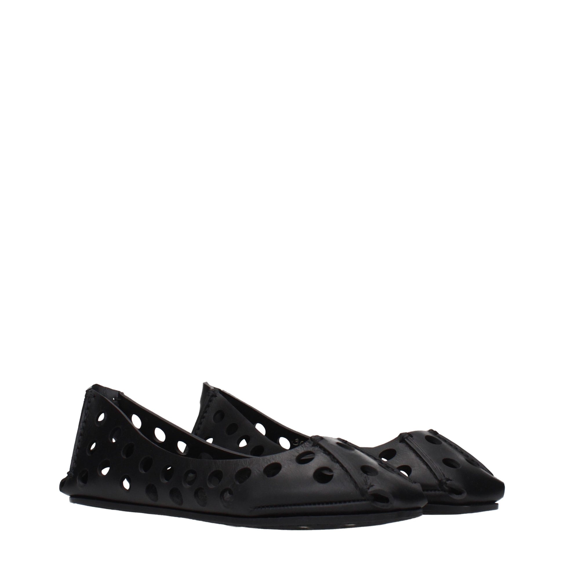 Black Leather Ballet Flats