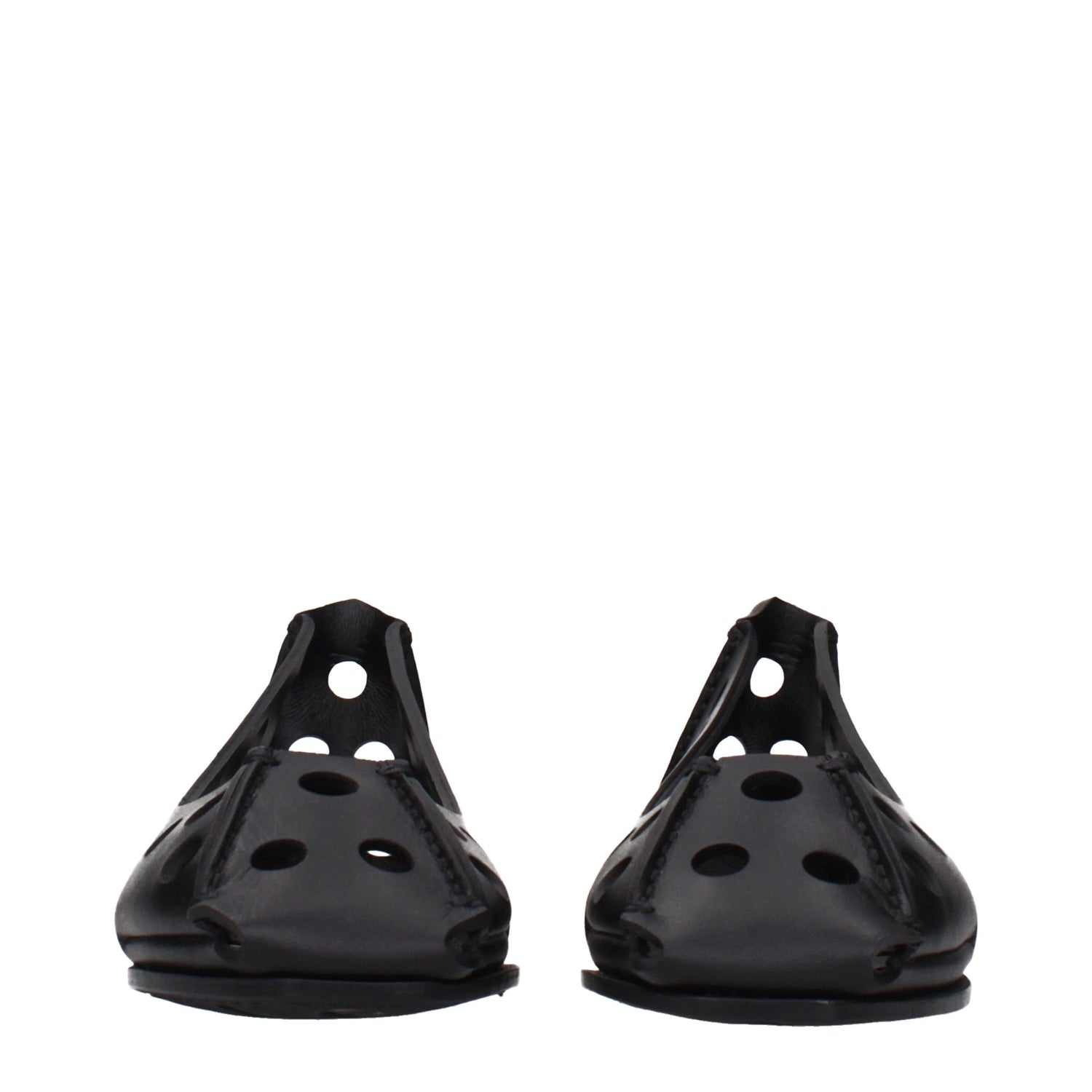 Black Leather Ballet Flats