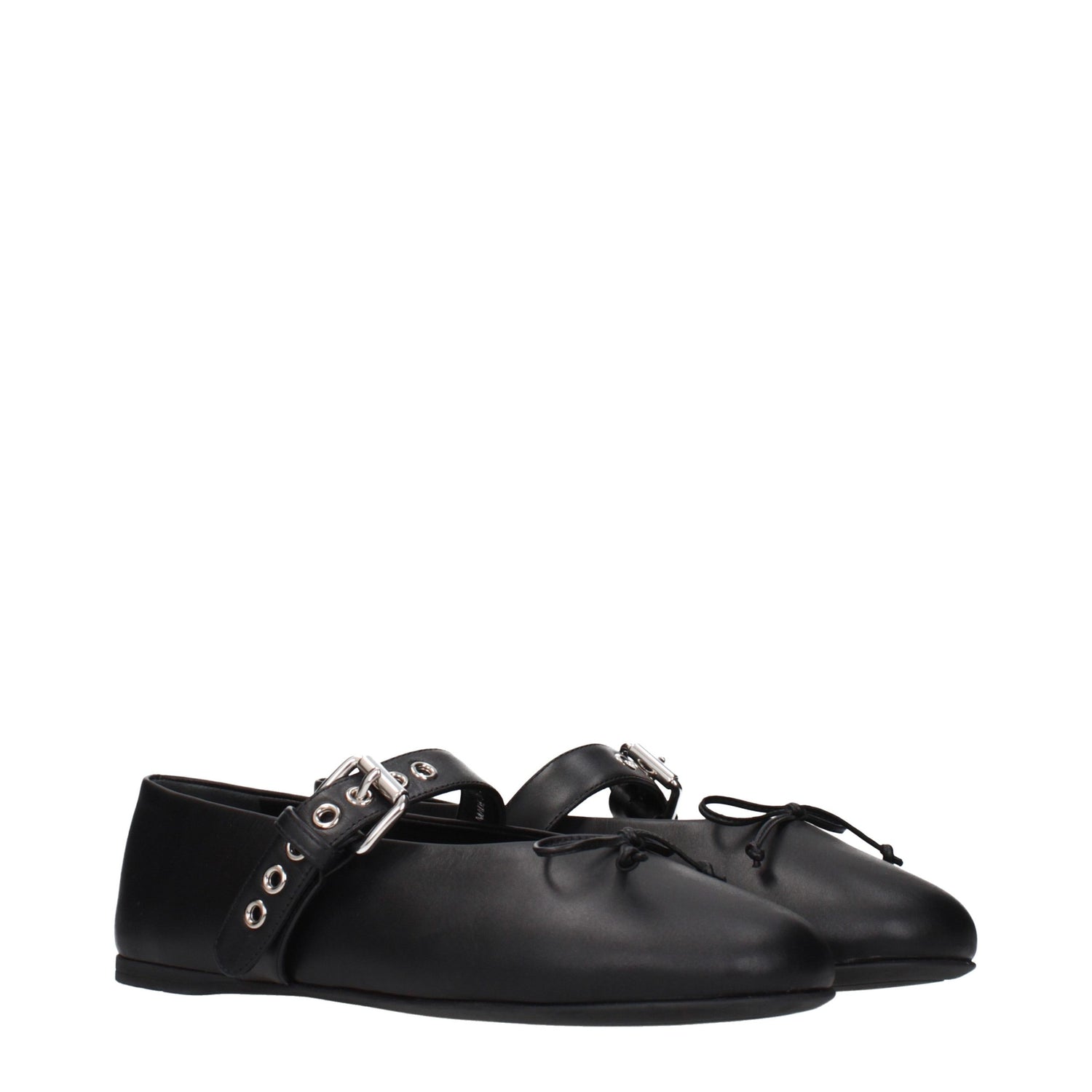 Black Leather Ballet Flats